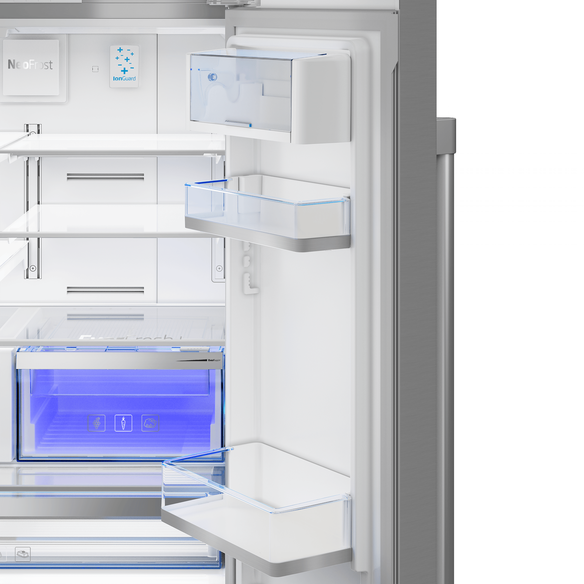 Beko BFFD3624XSS 35.74803 French Door Refrigerator - 36 Inch Stainless Steel Smart Fridge with FlexZone & Dual Cooling - Perfect for Modern Kitchens & Open Floor Plans