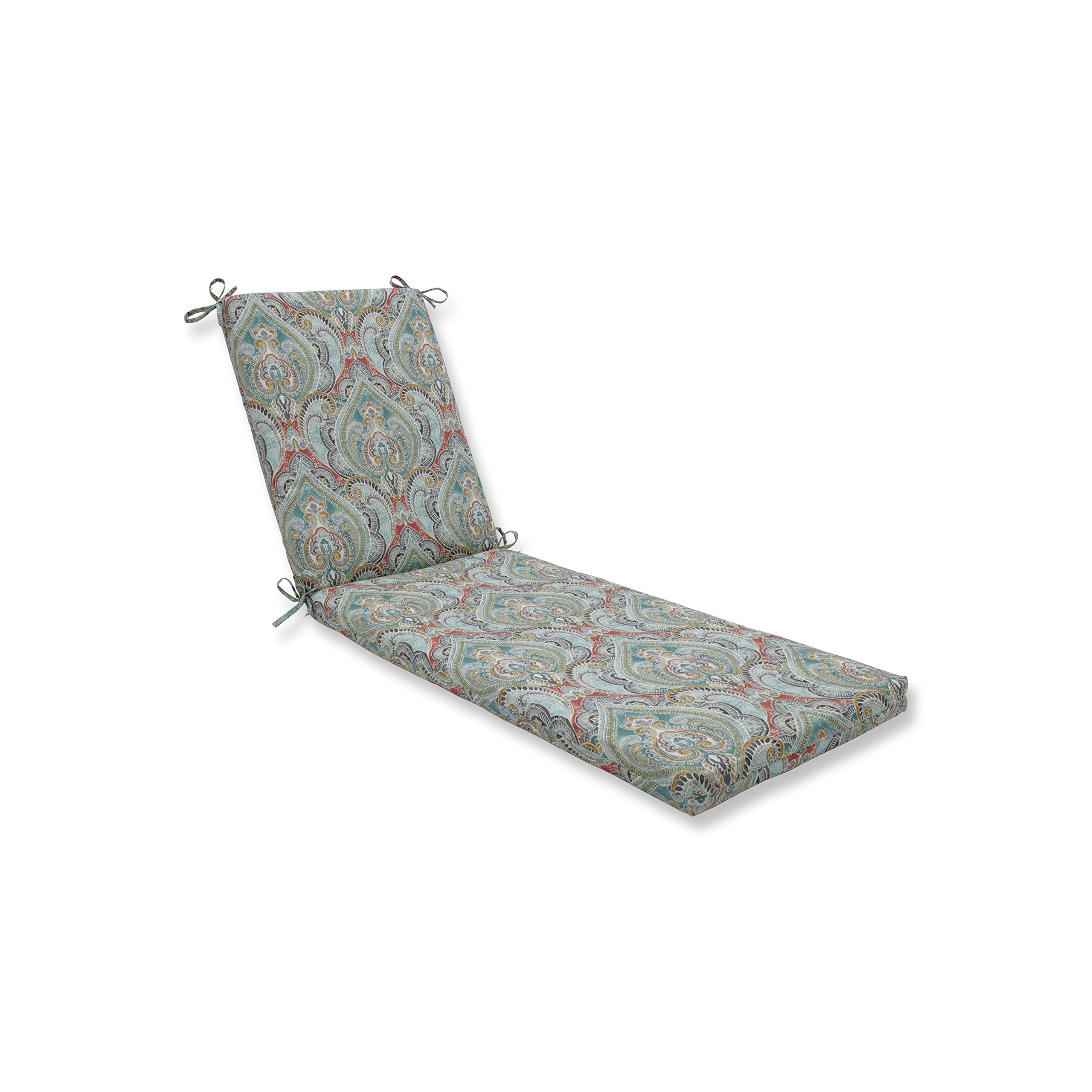 Pillow Perfect Paisley Indoor/Outdoor Chaise Lounge Cushion with Ties - 80