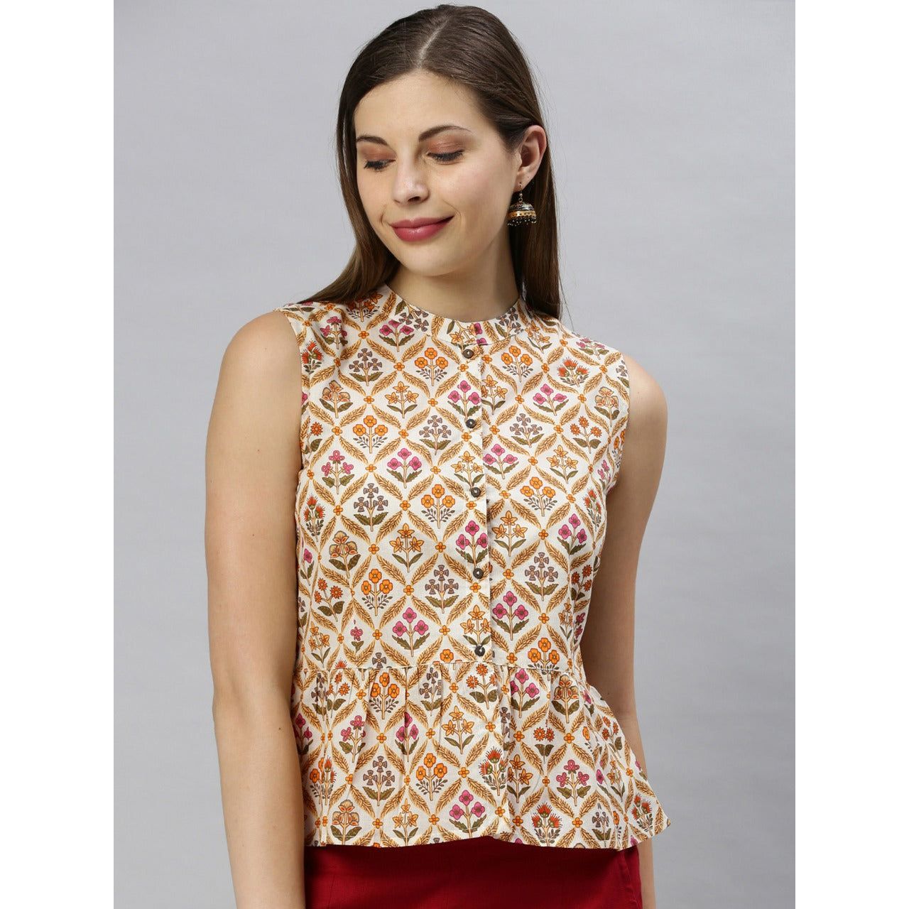 Women's Sleeveless Short Kurti Top - Stylish Cotton Summer Tunic for Casual Wear, Festivals & Boho Outfits
