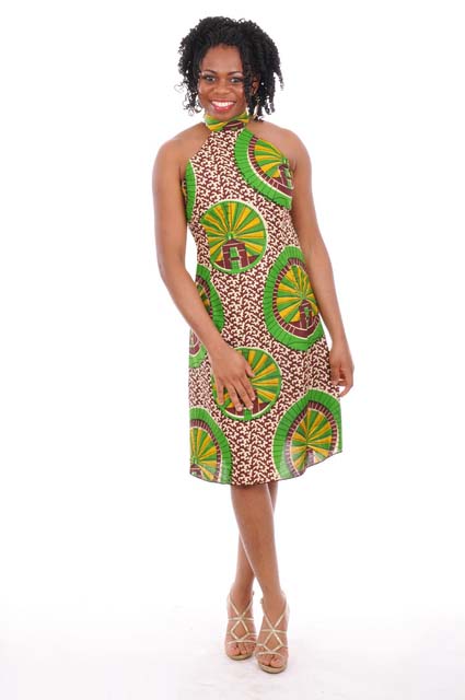 Stylish African Print Halter Dress DP3039 - Floral Tribal Pattern Summer Maxi Dress for Women, Perfect for Beach Vacations, Parties & Cultural Events