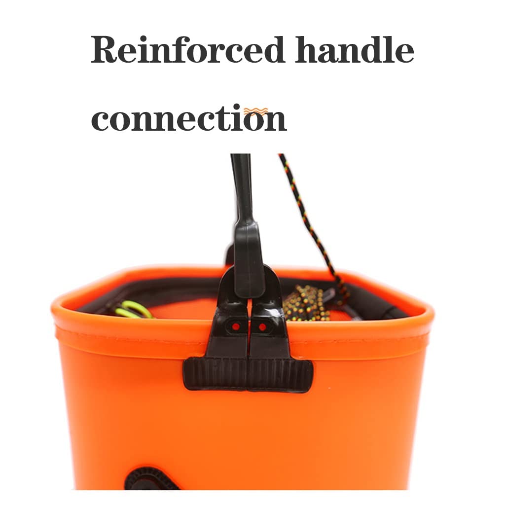 LEIYAN 3-Pack Collapsible Camping Fishing Bucket - Portable Outdoor Folding Square Storage Container for Fishing Gear, Bait & Supplies - Durable EVA Material (Orange, 3-Piece Set) | Perfect for Camping, Hiking, Beach Trips & Outdoor Adventures