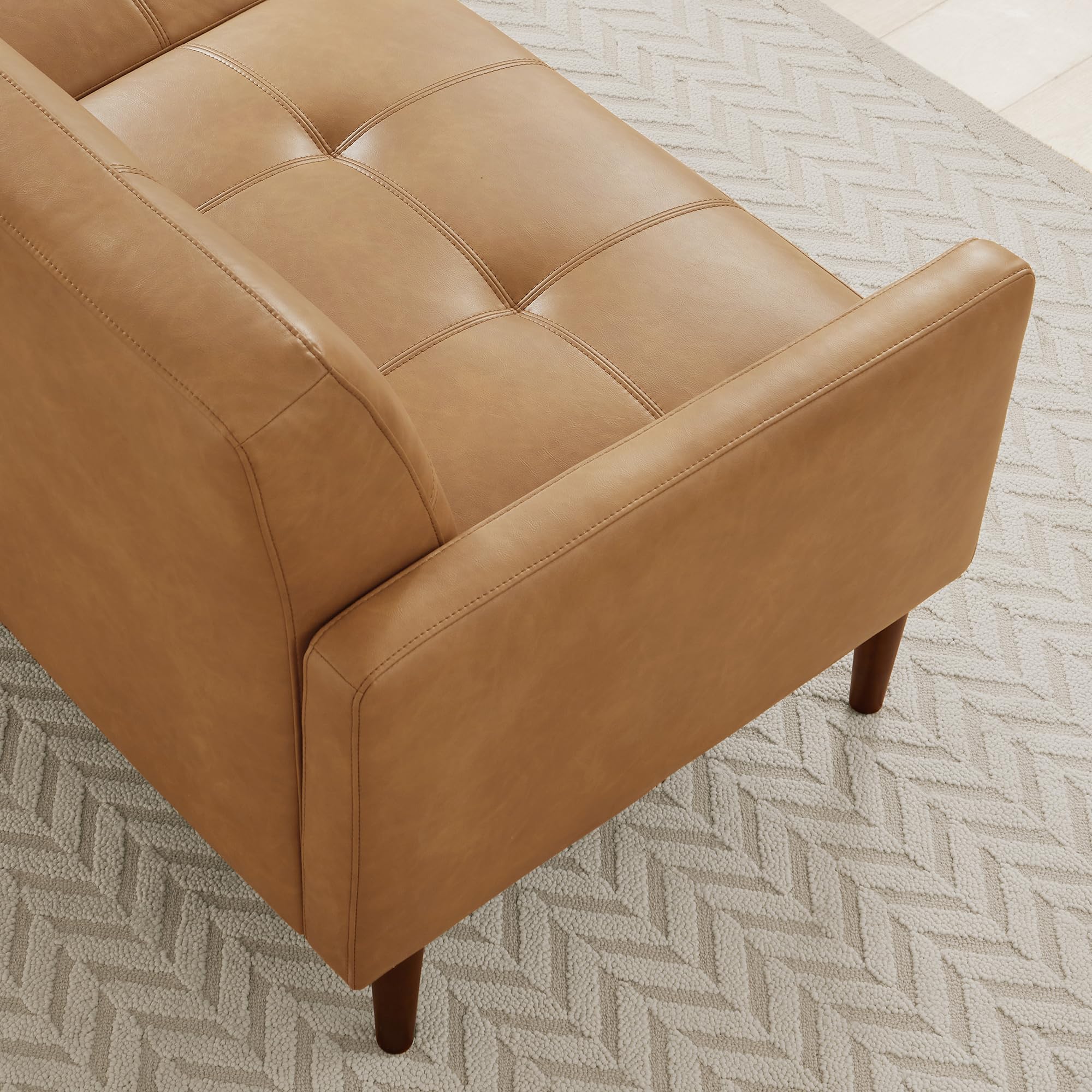 Mid-Century Modern Faux Leather Armchair Sofa 32.3