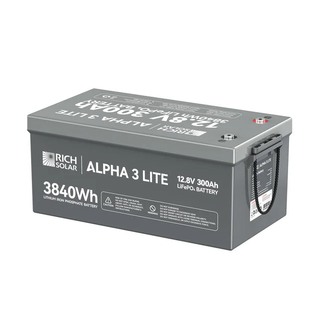 Rich Solar Alpha 3 12V 300Ah LiFePO4 Lithium Iron Phosphate Battery - Deep Cycle Solar Battery for RV, Marine, Off-Grid & Solar Power Systems