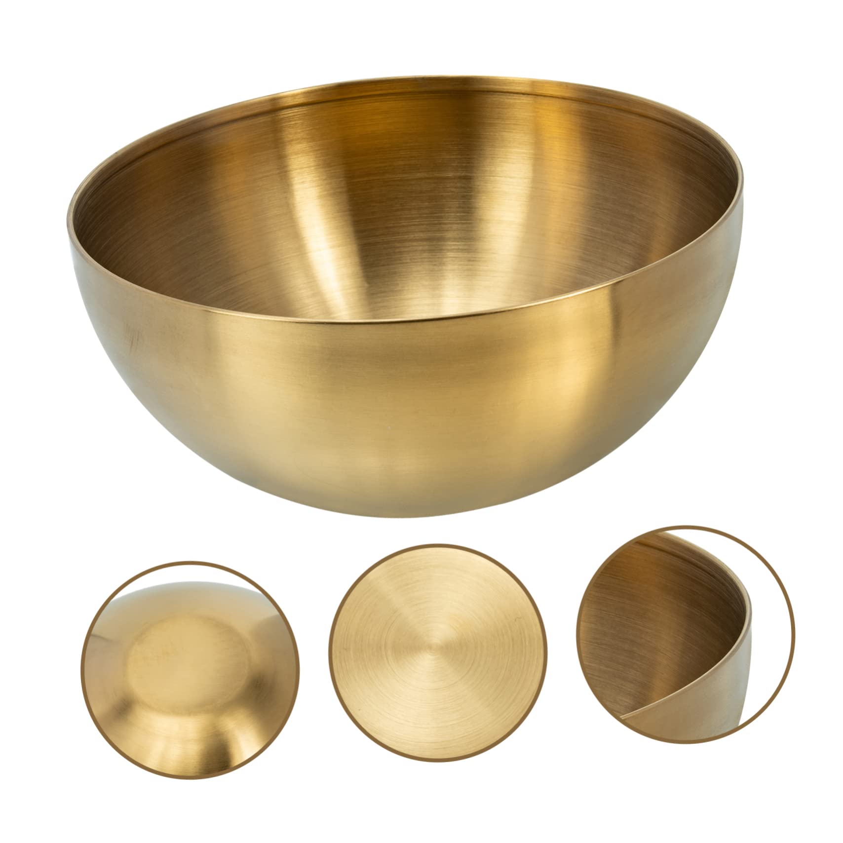 Stainless Steel Pasta Bowls - 6 Inch Large Capacity Rice, Soup, Cereal & Salad Bowls - Korean Ramen & Noodle Bowls - Gold Kitchen Food Containers - Perfect for Home Dining, Restaurants & Meal Prep