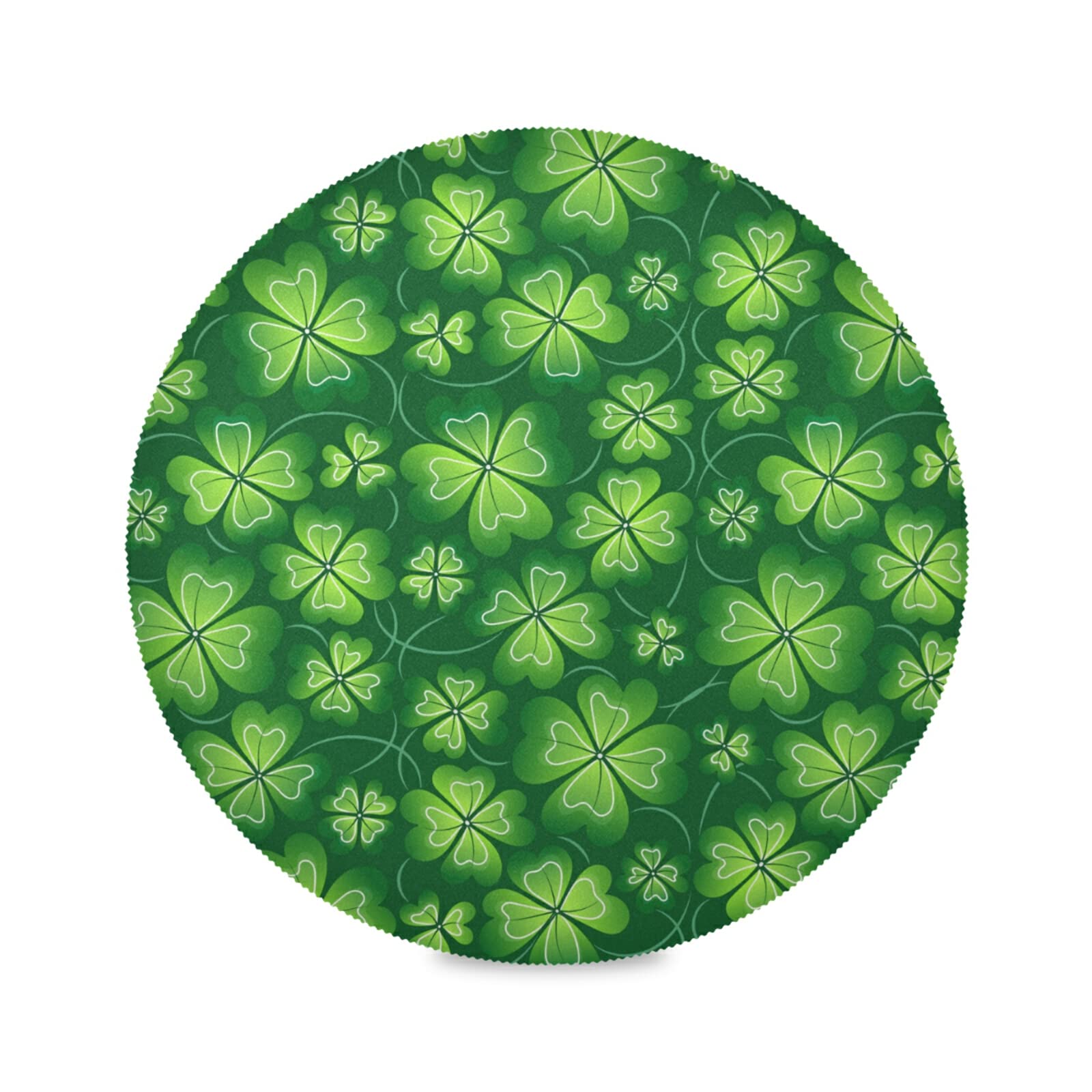 Dark Green Clover St. Patrick's Day Placemats - Set of 4 Round Heat Insulation & Non-Slip Dining Table Mats (15.4 Inch) for Kitchen, Holiday Decor & Irish Themed Parties - Perfect for St. Paddy's Celebrations, Dinner Gatherings & Festive Home Decor