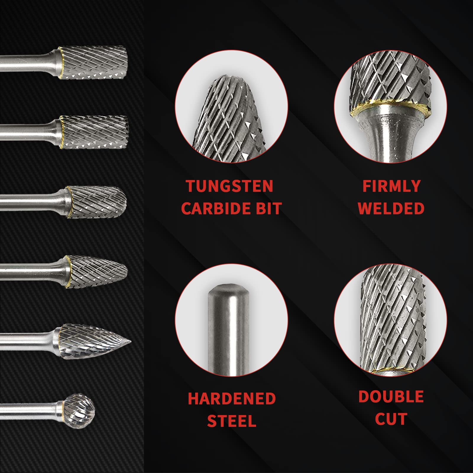 Professional Grade S&F STEAD & FAST Carbide Burr - ¼” Shank, ½” Cutter Diameter, 1” Length - Tungsten File Die Grinder Bit for Electric/Air Die Grinders - Tree Round Nose Metal Grinding Burr - Perfect for Metalworking, Automotive Repair & DIY Projects