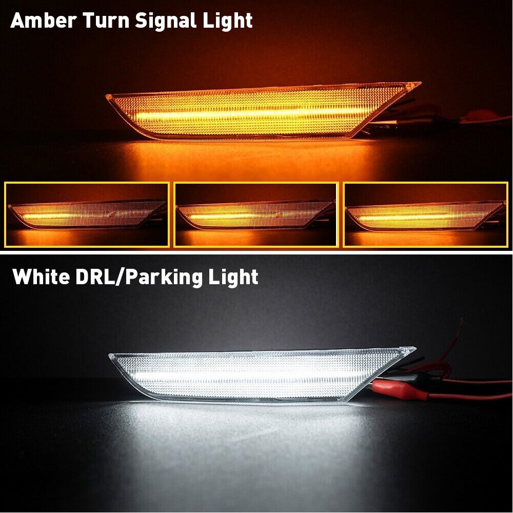 LED Side Marker Light for Infiniti G35 Sedan Base (2003-2006) & X (2004-2006) | 2001-2006 Nissan Skyline V35 Sedan | Front Bumper Sequential Amber Turn Signal & White Parking Light | Perfect for Night Driving & Custom Car Styling