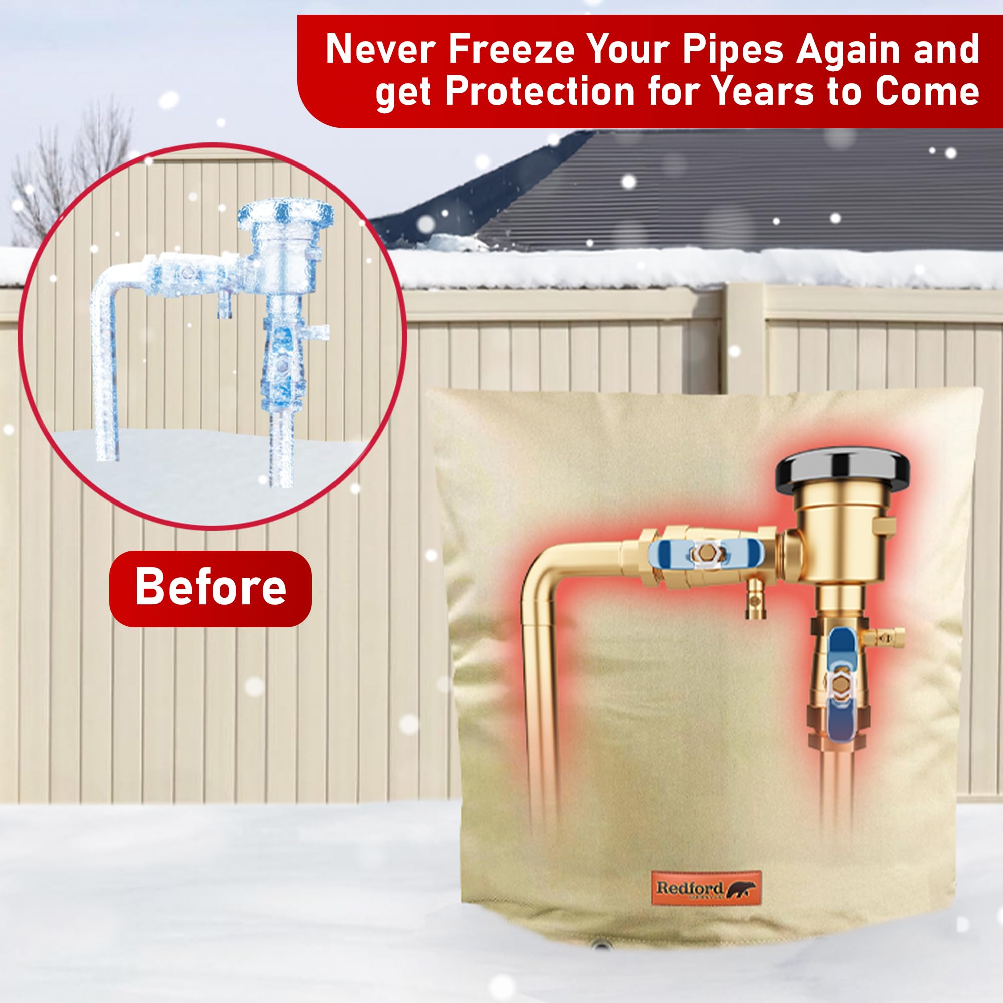 Redford Supply Co. Cold Snap (5°F) Backflow Preventer Insulation Cover - 36
