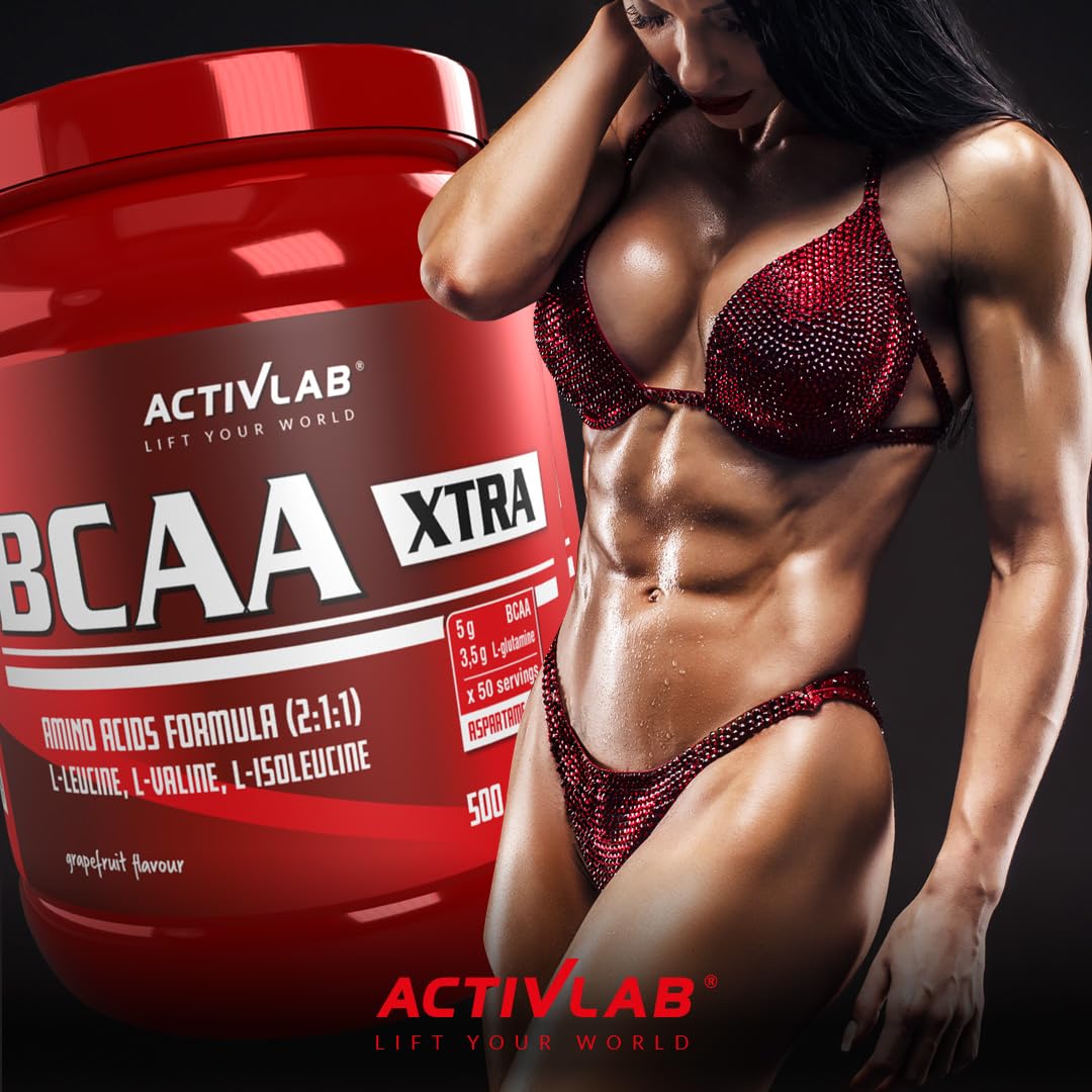 ACTIVLAB SPORT BCAA Xtra 500g Grapefruit Flavor Branched-Chain Amino Acid Supplement Powder - Pre & Post Workout Recovery for Athletes & Fitness Enthusiasts
