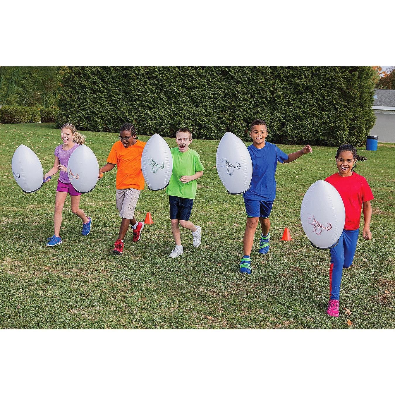 Spectrum™ 20-Inch Dinosaur Egg and Spoon Set - 6-Piece Kids' Outdoor Game for Birthday Parties, Easter Egg Hunts & Backyard Fun