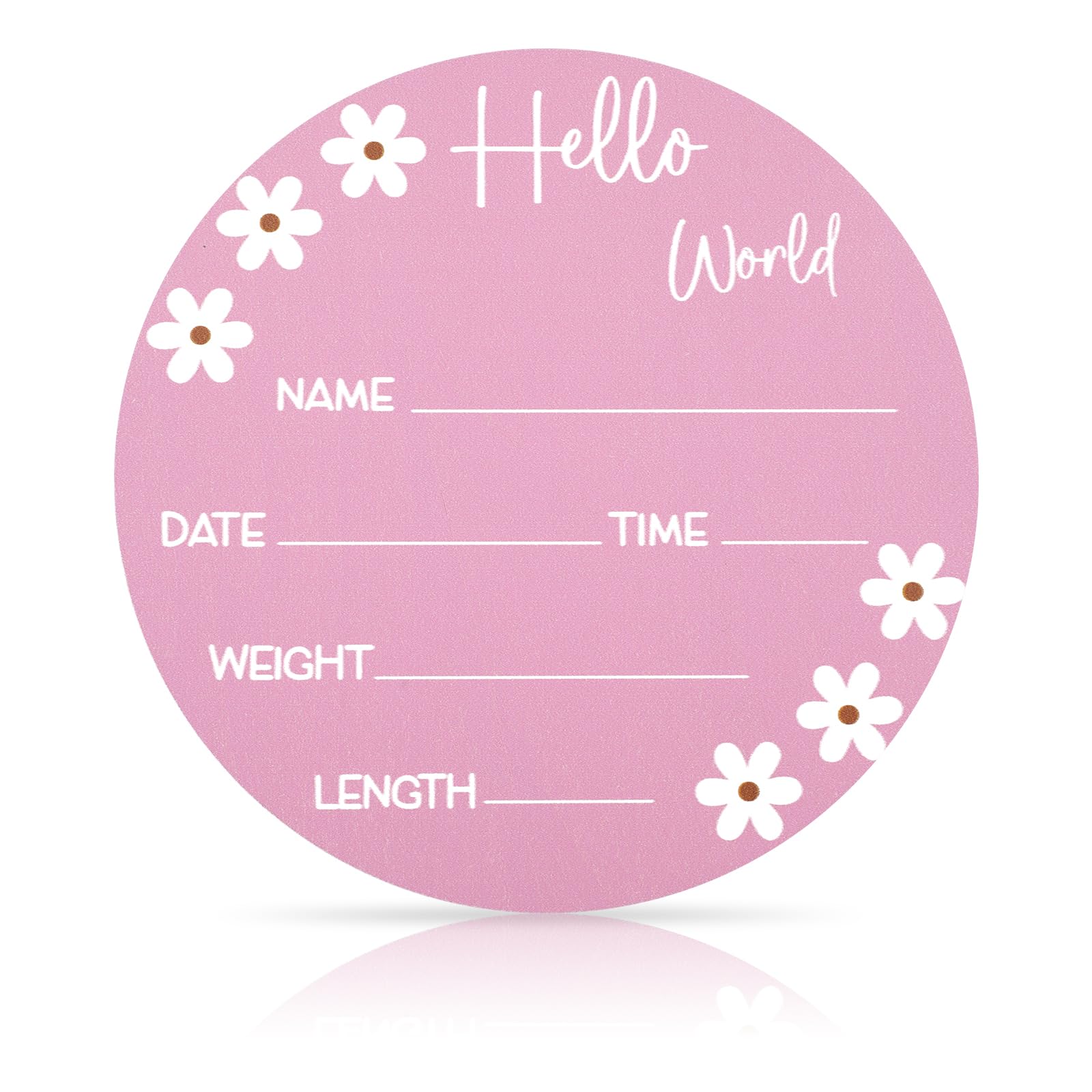 5.9 Inch Wooden Baby Name Sign - Personalized Hello World Birth Announcement Plaque with Daisy Design for Newborn Boys & Girls | Perfect Photography Prop, Baby Shower Gift, Nursery Decor & Hospital Keepsake (Rose Red)