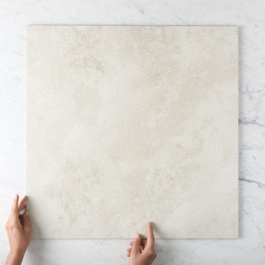 Byron Travertine Look Ivory Matte Tile - Premium Ceramic Floor & Wall Tile for Bathroom, Kitchen, and Living Room Renovation
