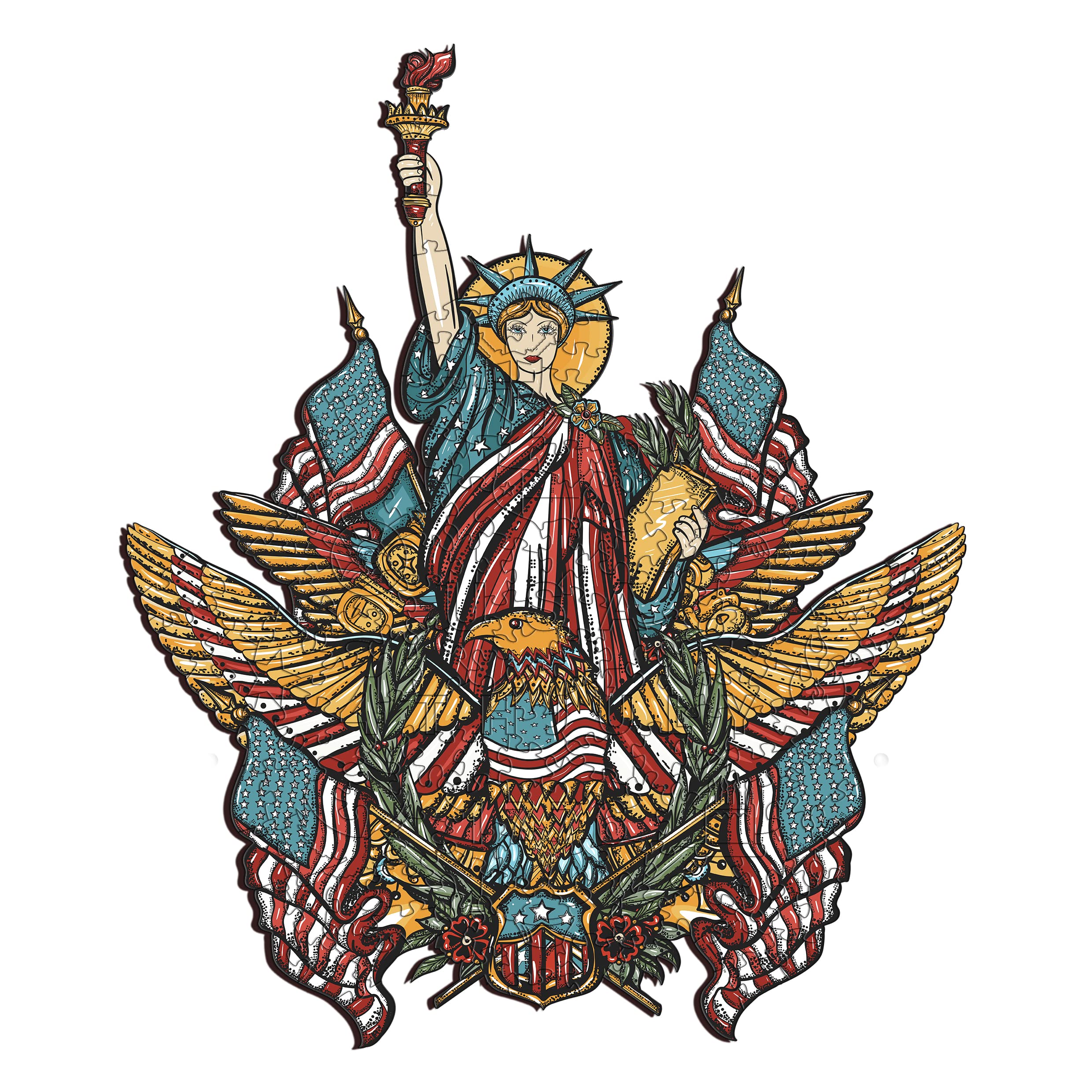 Premium Wooden Jigsaw Puzzles for Adults - 200PCS Statue of Liberty Puzzle, Unique Wood Cut Pieces, Challenging Brain Teaser & Artistic Home Decor (11.4x13.6in) - Perfect Gift for Puzzle Lovers, Wall Art for Living Room & Office
