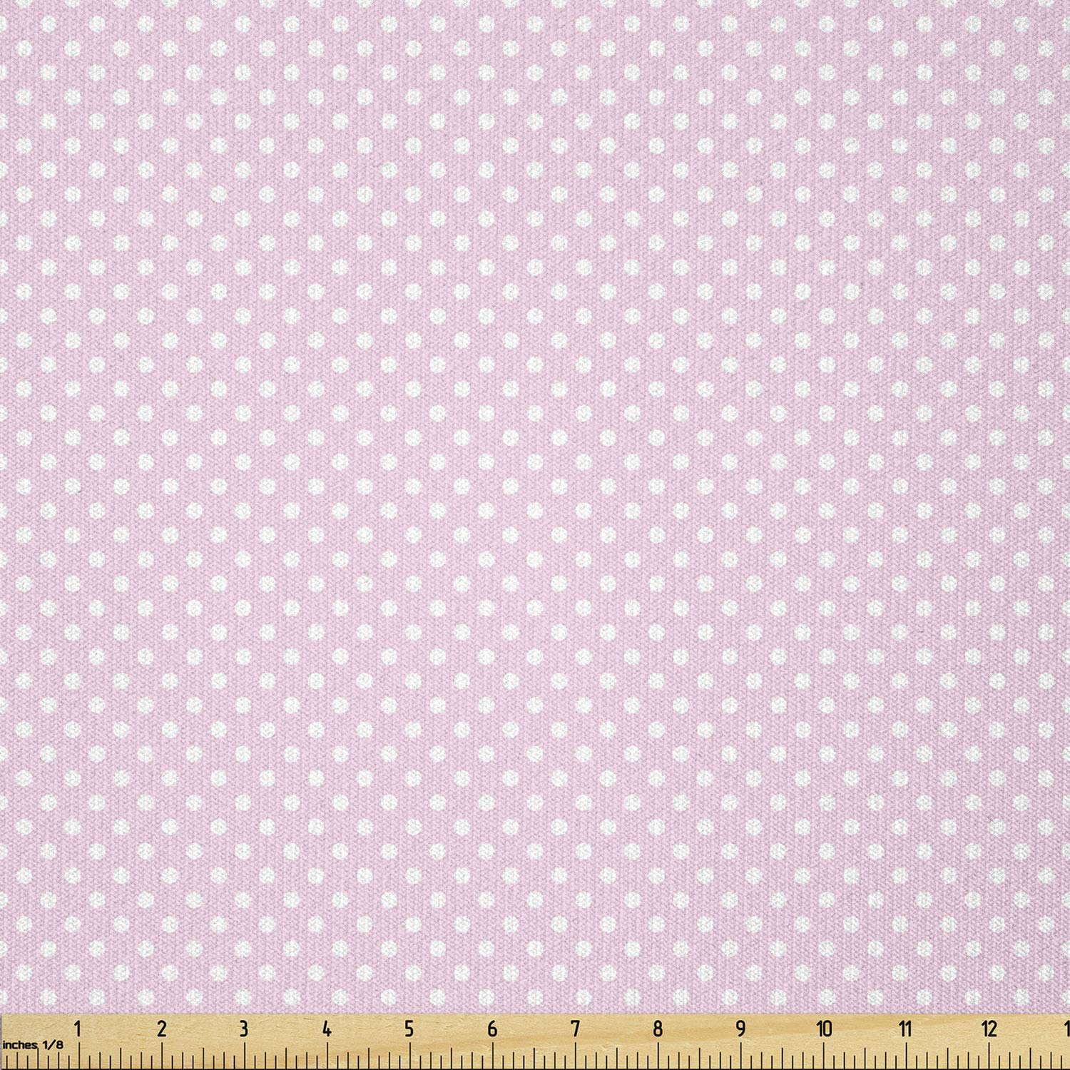 Ambesonne Polka Dot Stretch Knit Fabric by The Yard - Vintage Retro Geometric Circles Design for Clothing, Sewing & DIY Crafts (10 Yards, Pink & White) - Perfect for Dresses, Tops, Home Decor & Creative Projects