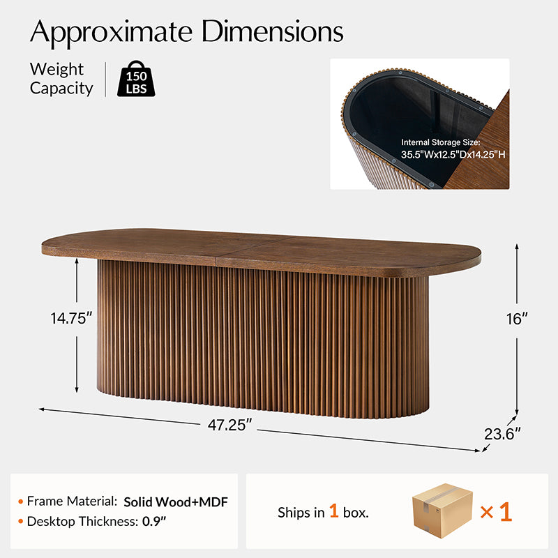 Modern Oval Coffee Table with Hidden Storage - Perfect for Living Room, Lounge & Small Spaces