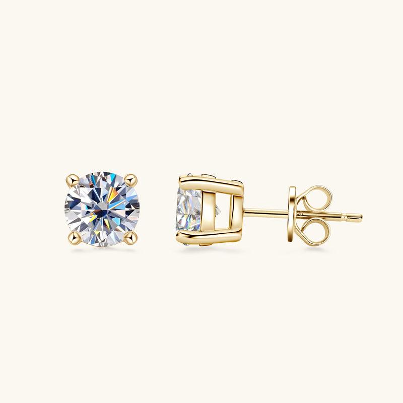 Classic 4-Prong Moissanite Stud Earrings for Women - Durable & Sparkling White Gold Earrings for Everyday Wear, Gift Giving & Special Occasions