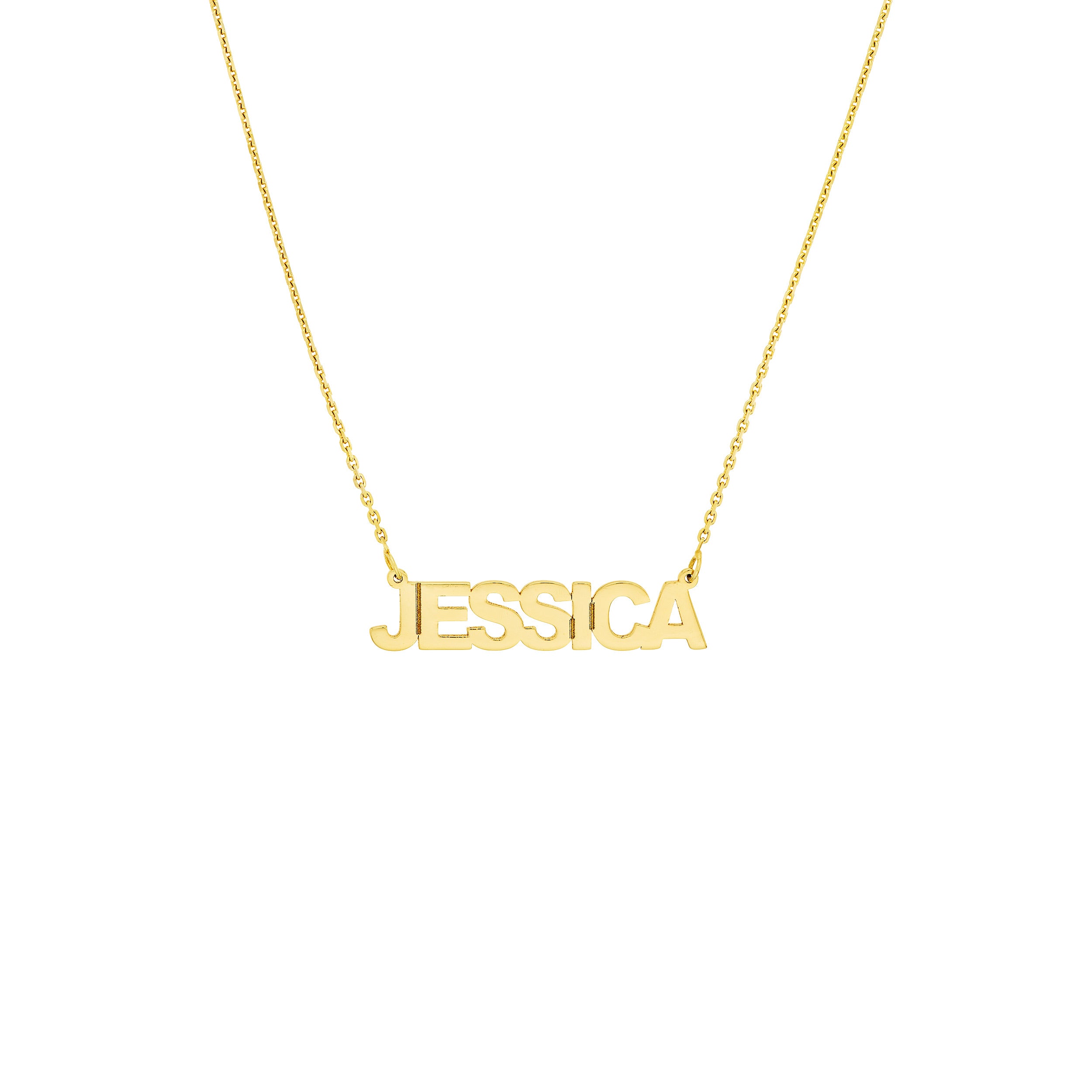 14K Gold Block Letter Nameplate Necklace for Women - Personalized Custom Name Jewelry Gift for Her - Perfect for Birthdays, Anniversaries & Special Occasions