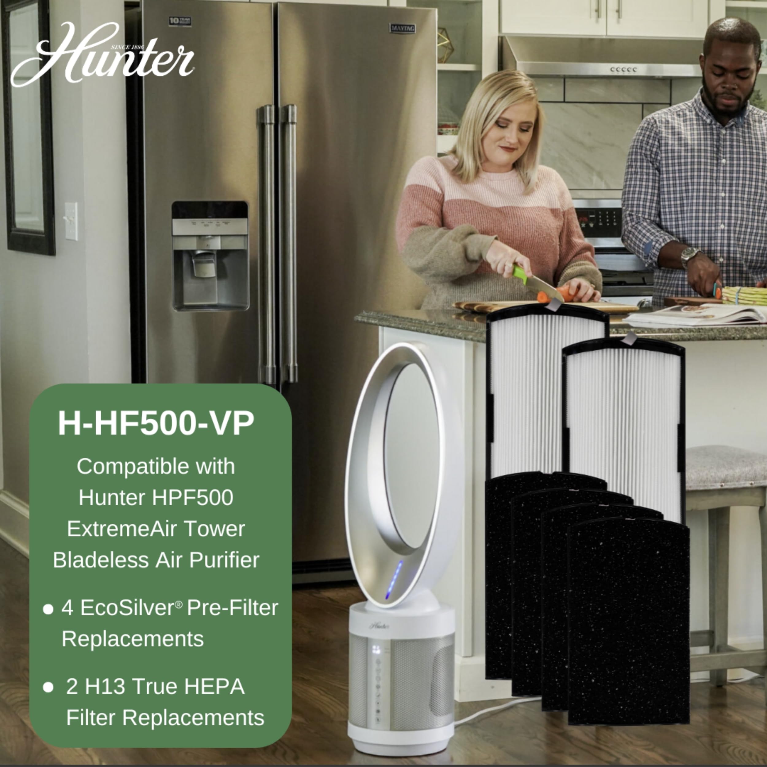 Hunter Fan Company H-HF500-VP Replacement Filter Value Pack (6-Piece Set, White) for HPF500 Air Purifier - Cleaner Air for Home, Office & Bedroom