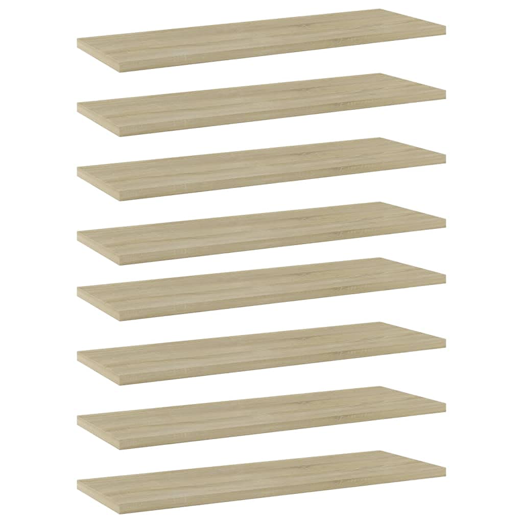 Industrial Pipe Floating Shelf Brackets - 8 Pack Sonoma Oak Chipboard Shelves 23.6x7.9x0.6 Inches - DIY Bookshelf Boards for Wall Mounting | Perfect for Living Room, Bedroom & Office Storage Decor