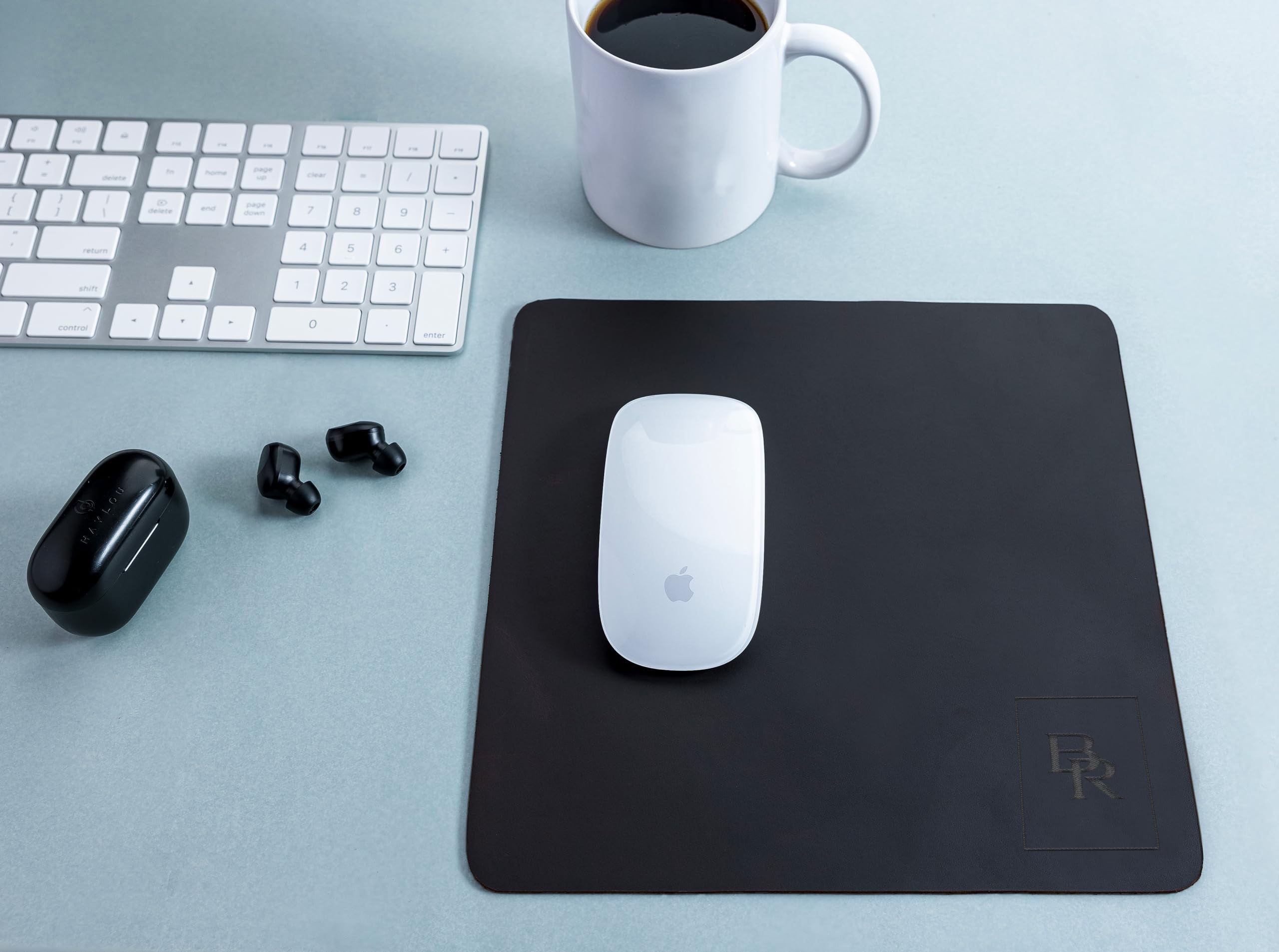 Custom Personalized Leather Mouse Pad with Logo - Premium Genuine Leather Desk Mat for Office, Gaming & Home Workspace - Ergonomic Wrist Support for Computers & Laptops