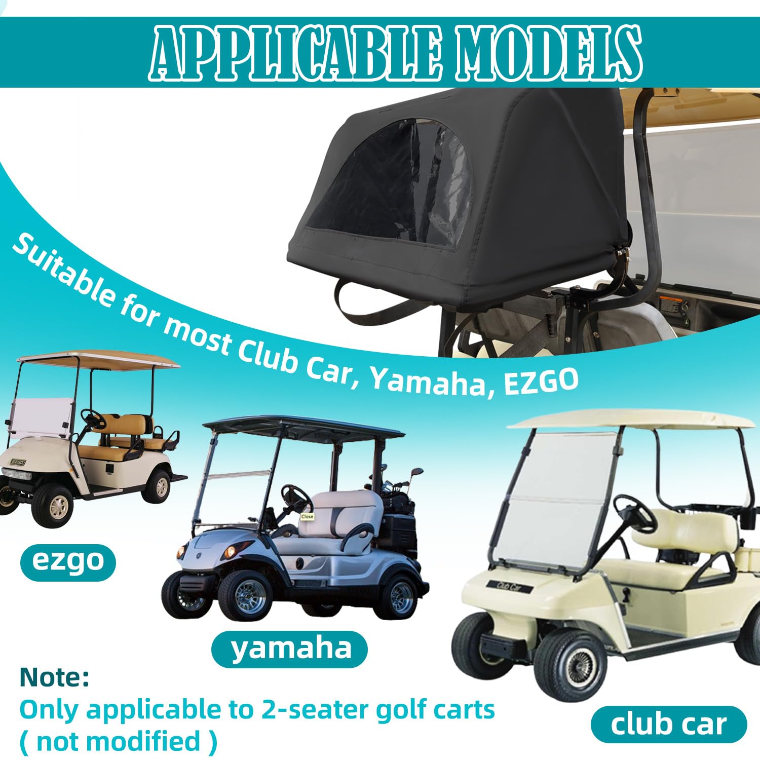 Universal Rear Bag Rain Cover Kit for Golf Carts - Waterproof Protection for Golf Clubs & Equipment - Perfect for Rainy Days & Outdoor Storage