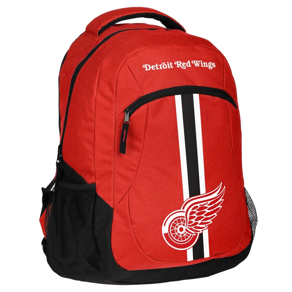 FOCO Detroit Red Wings Action Backpack - Durable Sports Backpack for Hockey Fans, Men & Women - Perfect for Gym, Travel & School - Officially Licensed NHL Gear