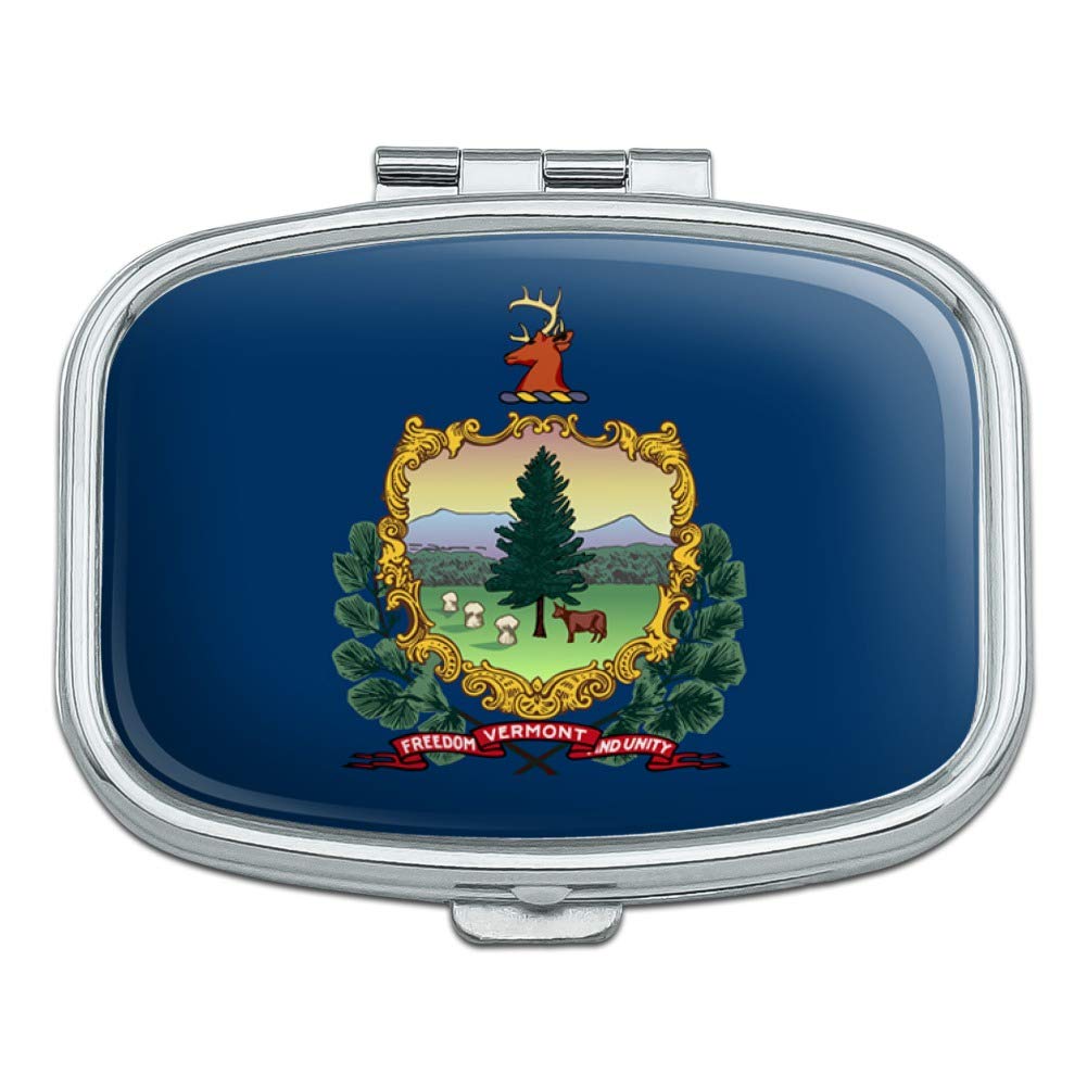 Vermont State Flag Themed Rectangle Pill Case - Portable Medicine Organizer & Trinket Gift Box for Travel, Home, or Office Use