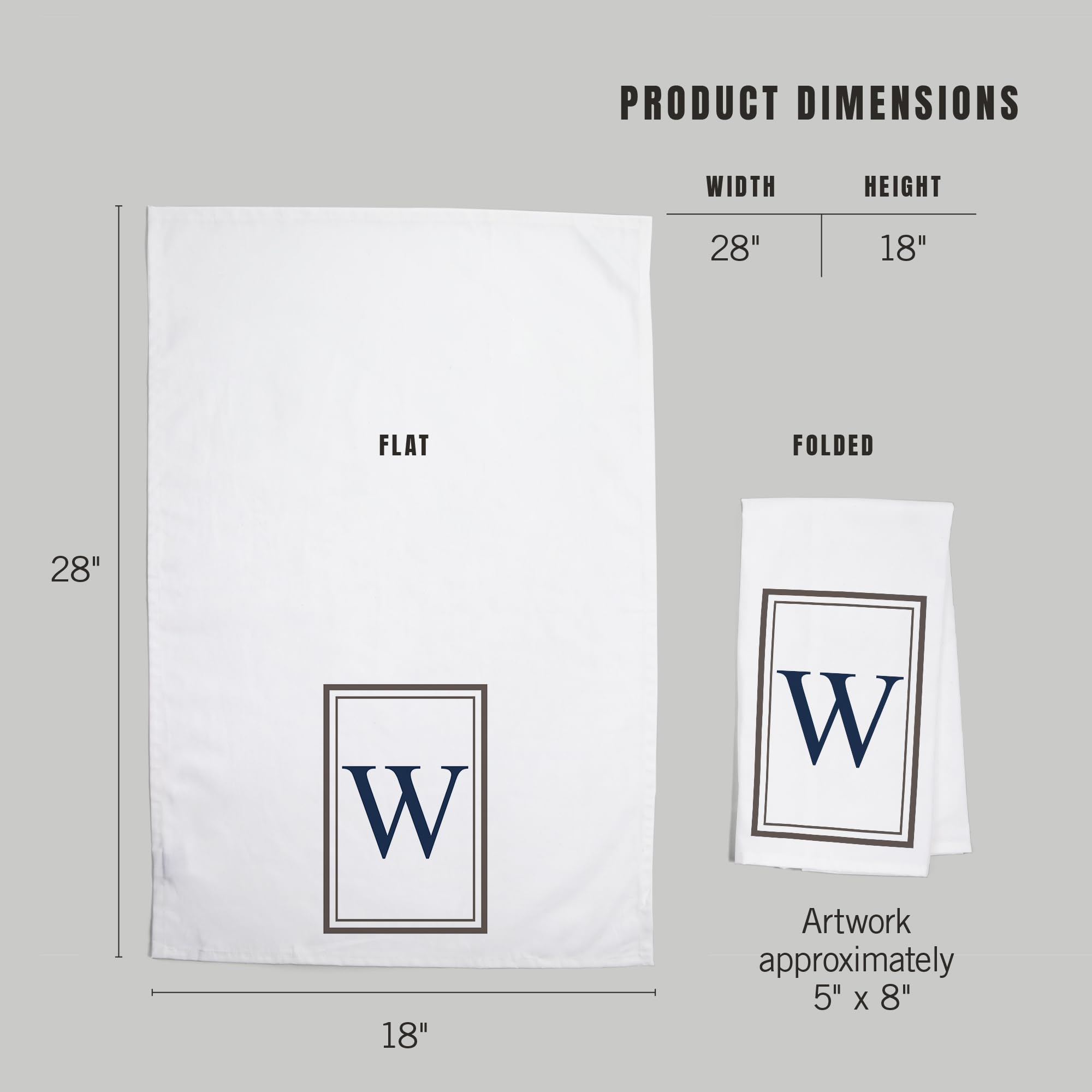 Lantern Press Monogram Estate Gray and Blue Cotton Tea Towel - 100% Cotton Decorative Hand Towel for Kitchen, Bathroom & Home Decor - Perfect for Gifts, Housewarming & Farmhouse Style Decor