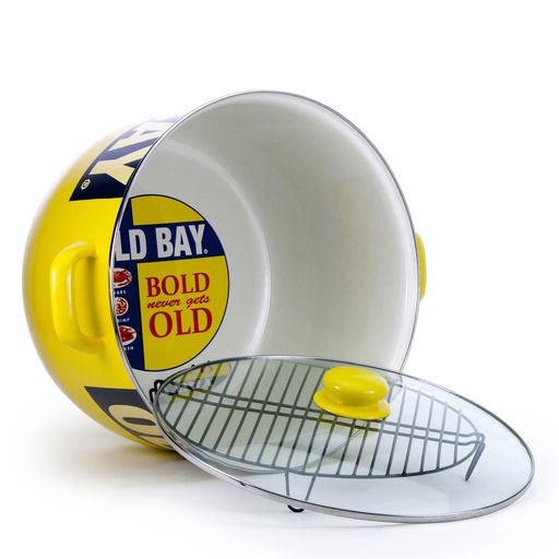 18 Quart Stock Pot with Old Bay Seasoning Enamel Coating - Large Cooking Pot for Soups, Stews, and Seafood Boils - Perfect for Family Dinners and Outdoor Cooking