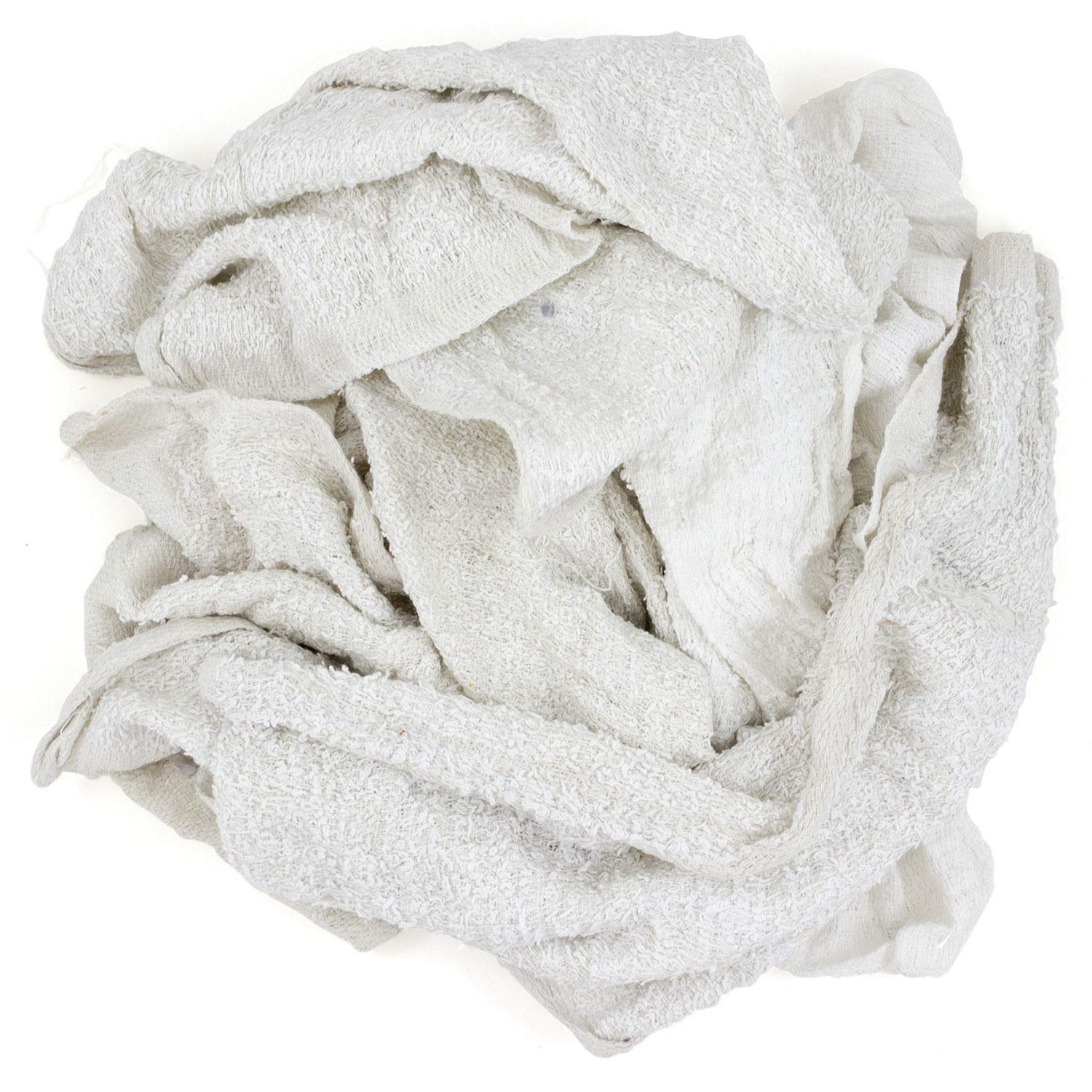 Hospeco Premium Reclaimed Terry Towel and Robe Rags - Bulk 50 lbs White Cotton Towels for Cleaning, Industrial Use & Eco-Friendly Recycling
