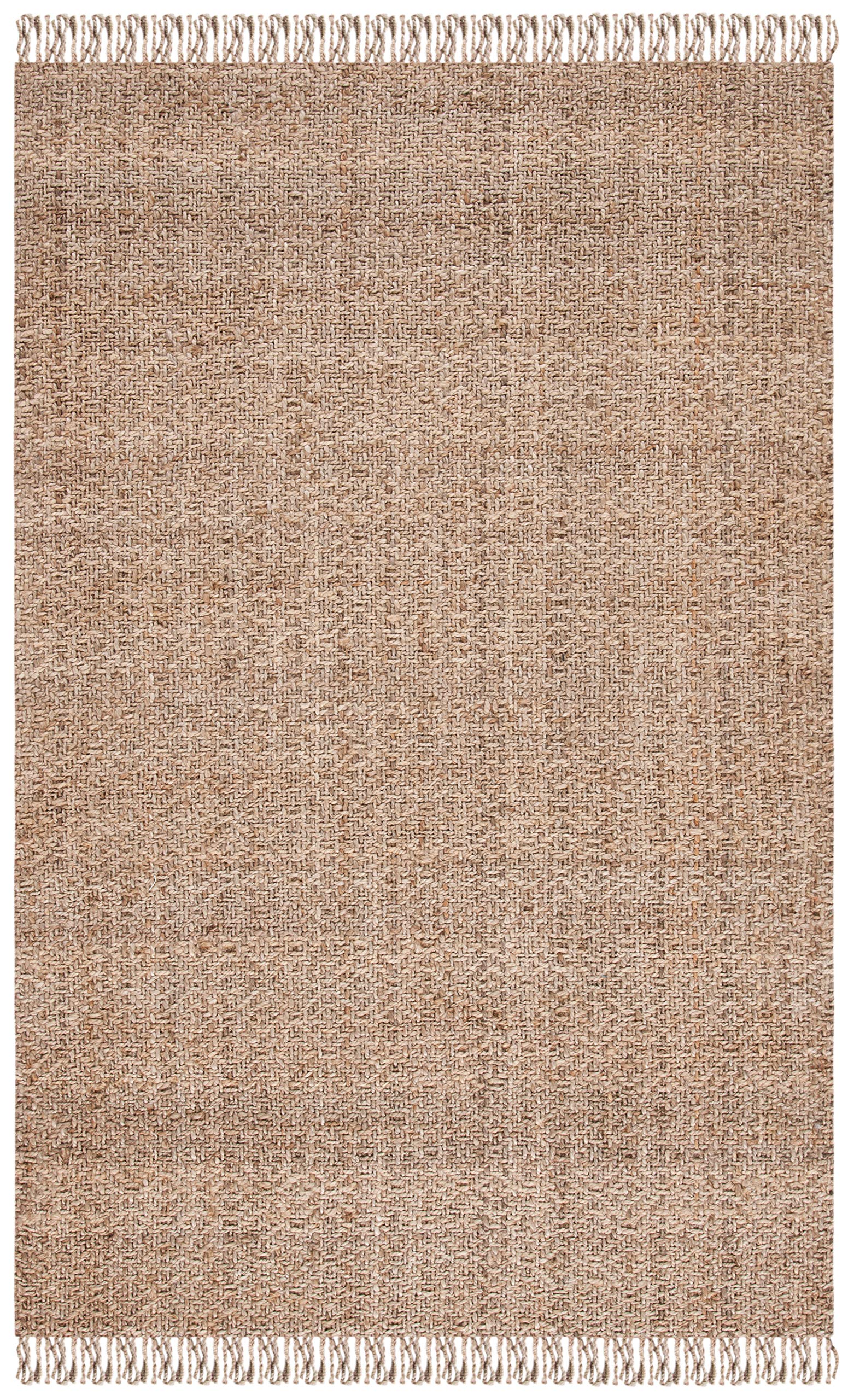SAFAVIEH Handmade Natural Jute Area Rug 8' x 10' - Grey & Neutral Woven Fringe, Eco-Friendly Fiber for Living Room, Bedroom, Dining Room | Durable for High Traffic Areas, Boho Home Decor & Cozy Floor Covering