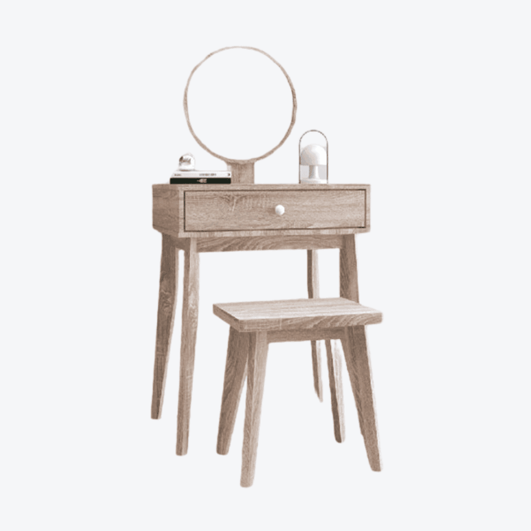 Holdun Wooden Vanity Dressing Table with Stool - Elegant Makeup Desk for Bedroom, Home Decor & Beauty Organization (White) - Perfect for Small Spaces, Bridal Gifts & Women's Bedroom Furniture