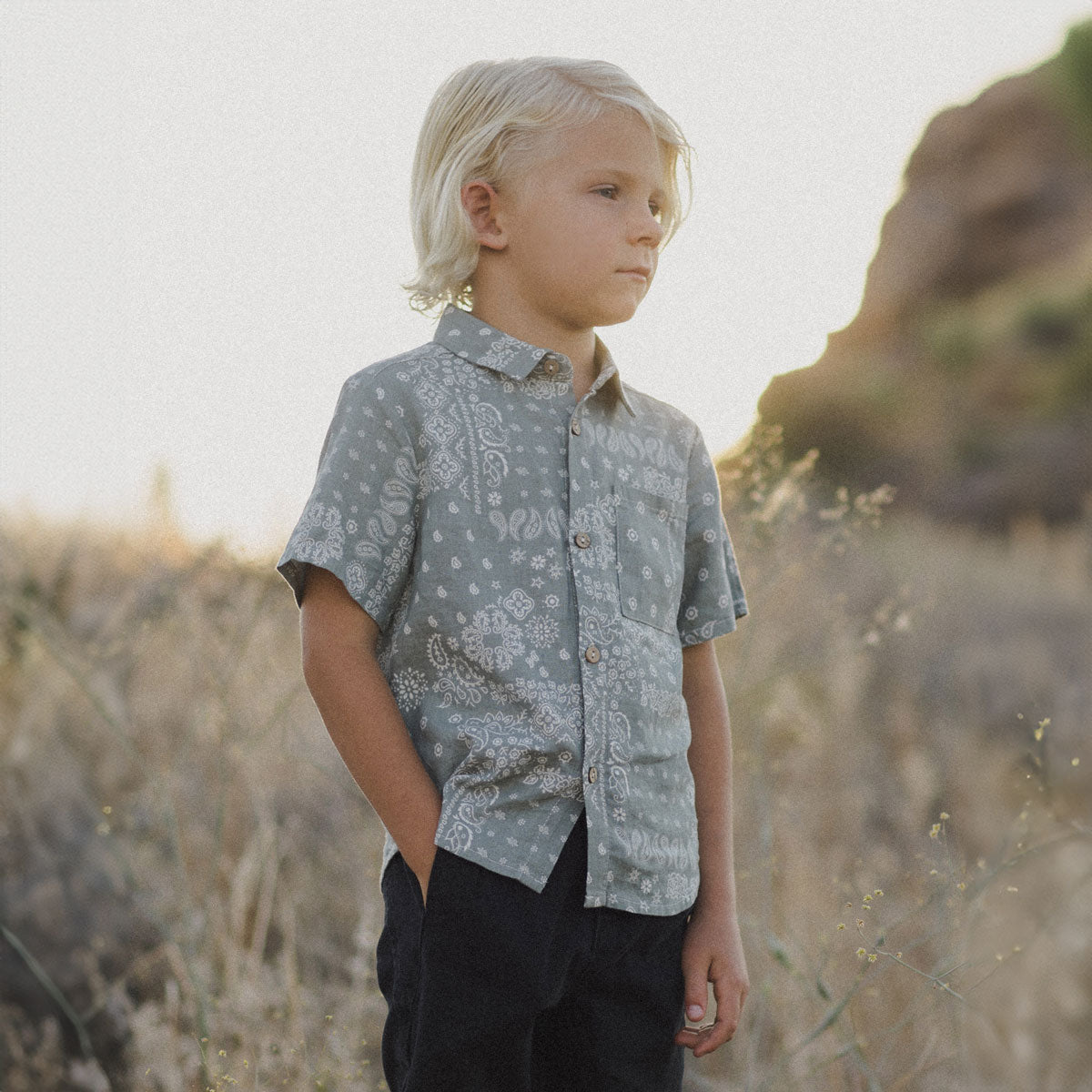 Men's Collared Short Sleeve Casual Shirt with Laurel Bandana Print - Breathable Cotton Summer Top for Outdoor Activities, Travel & Work (Final Sale)