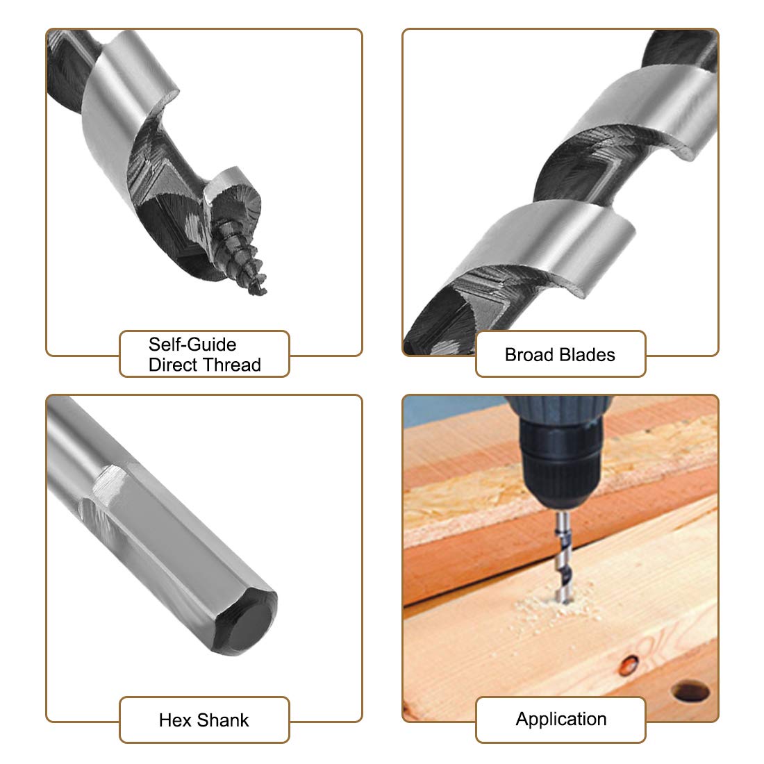 uxcell 10mm Auger Drill Bit for Wood - Hex Shank, Highbon Steel | Perfect for Bench Drills & Woodworking Projects
