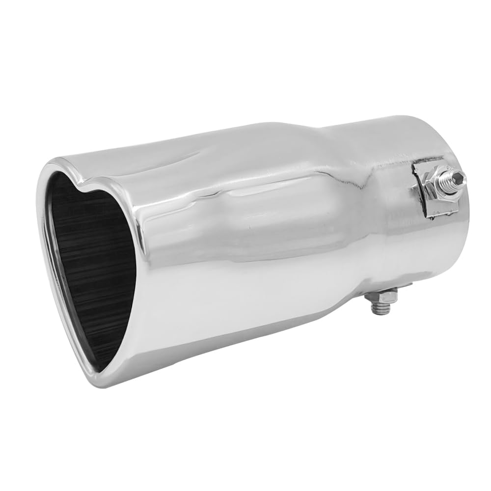 2.5 Inch Inlet Heart Shaped Universal Car Exhaust Tips - Stainless Steel Muffler Pipe Accessory (Pink) - Upgrade Your Ride for Car Shows & Date Nights