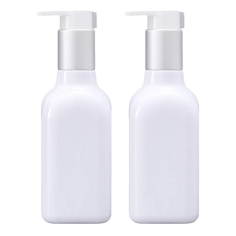 Refillable 200ml Travel Size Soap Dispenser Bottles - 2 Pack Square Lotion Containers with Pump for Shampoo, Body Wash & Liquid Hand Soap | Portable Toiletries for Camping, Gym & Airplane Travel