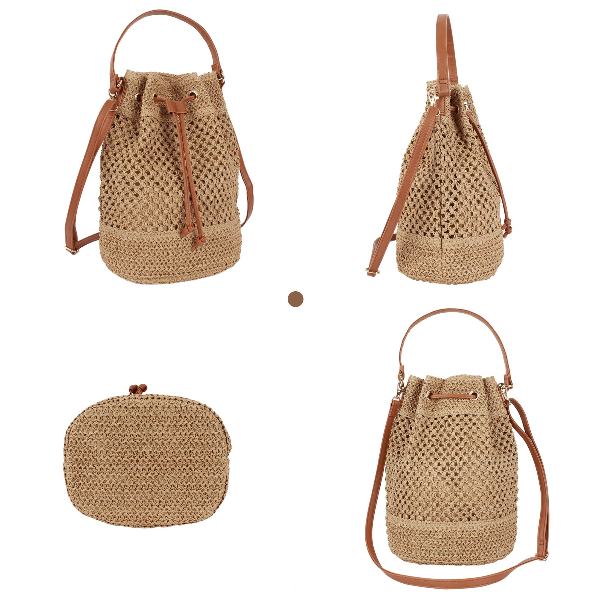 Van Caro Handwoven Cotton Straw Shoulder Bag - Crochet Tassel Bohemian Beach Purse for Women | Perfect for Summer Vacations, Beach Trips & Boho Fashion Accessories