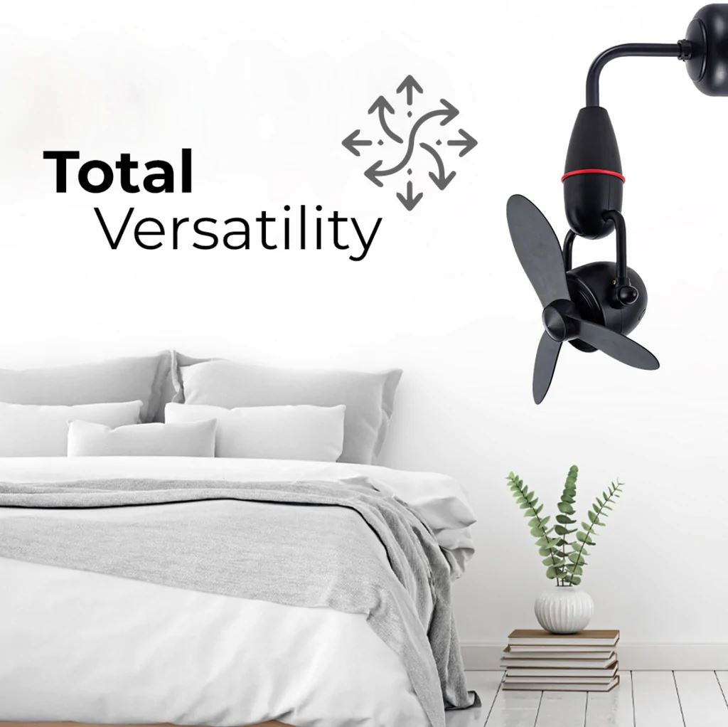 Fanco Tristar Nano 16 DC Wall/Ceiling Fan with Remote Control - Quiet Energy Efficient Cooling for Bedroom, Living Room & Office