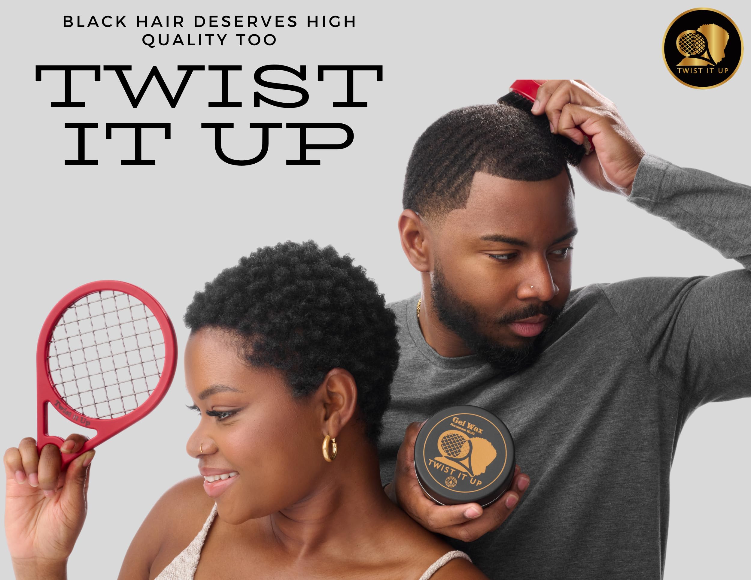 Twist It Up Comb with Gel (Unity Black) - Perfect for Styling and Defining Curly, Coily & Natural Hair - Salon & Home Use