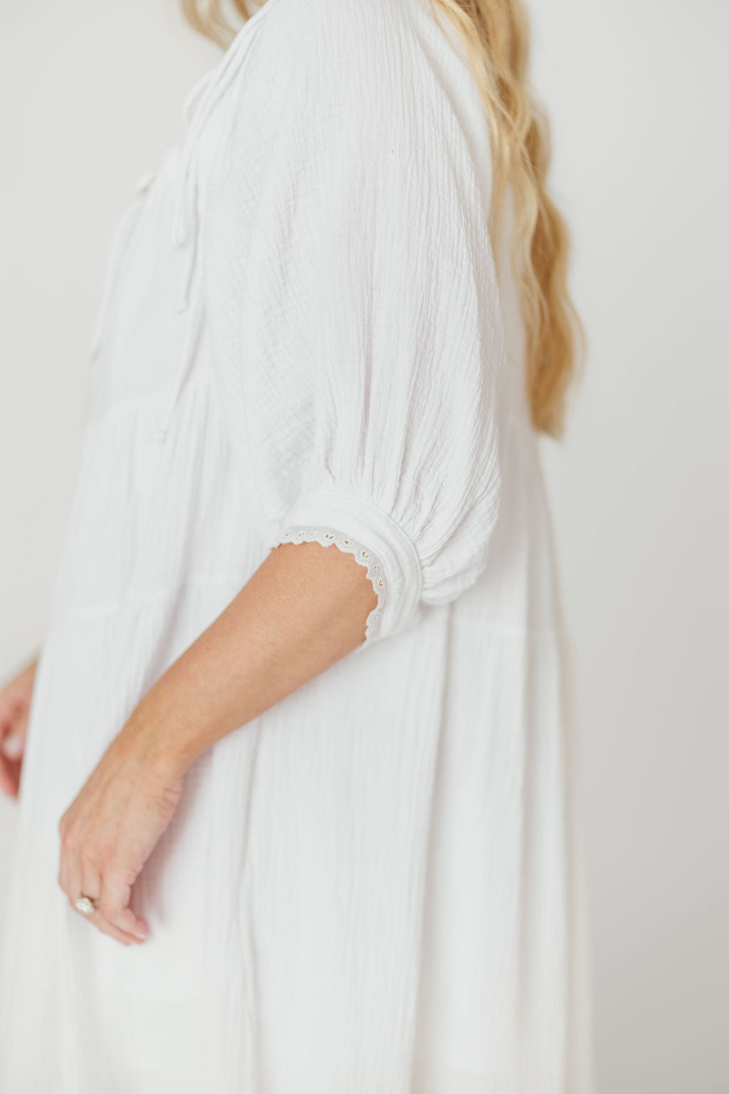 Goddess 100% Cotton Babydoll Maxi Dress - White Maternity Dress for Pregnancy, Bump Friendly, Comfortable & Flowy - Perfect for Maternity Photoshoot, Baby Shower & Summer Vacation