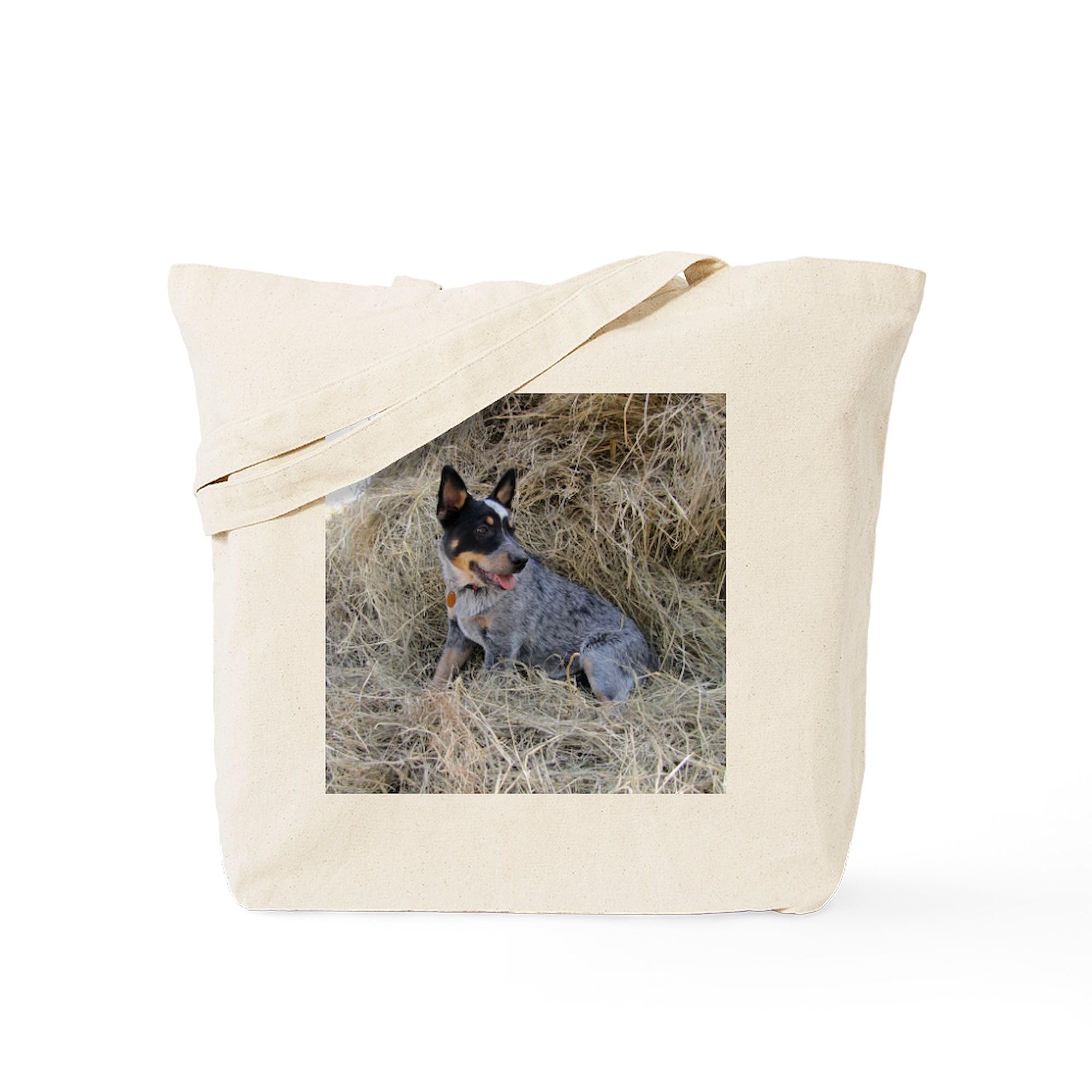 Australian Blue Heeler Pup Canvas Tote Bag - Eco-Friendly Reusable Shopping Bag for Groceries, Beach & Daily Use | Durable Natural Cotton Tote for Dog Lovers