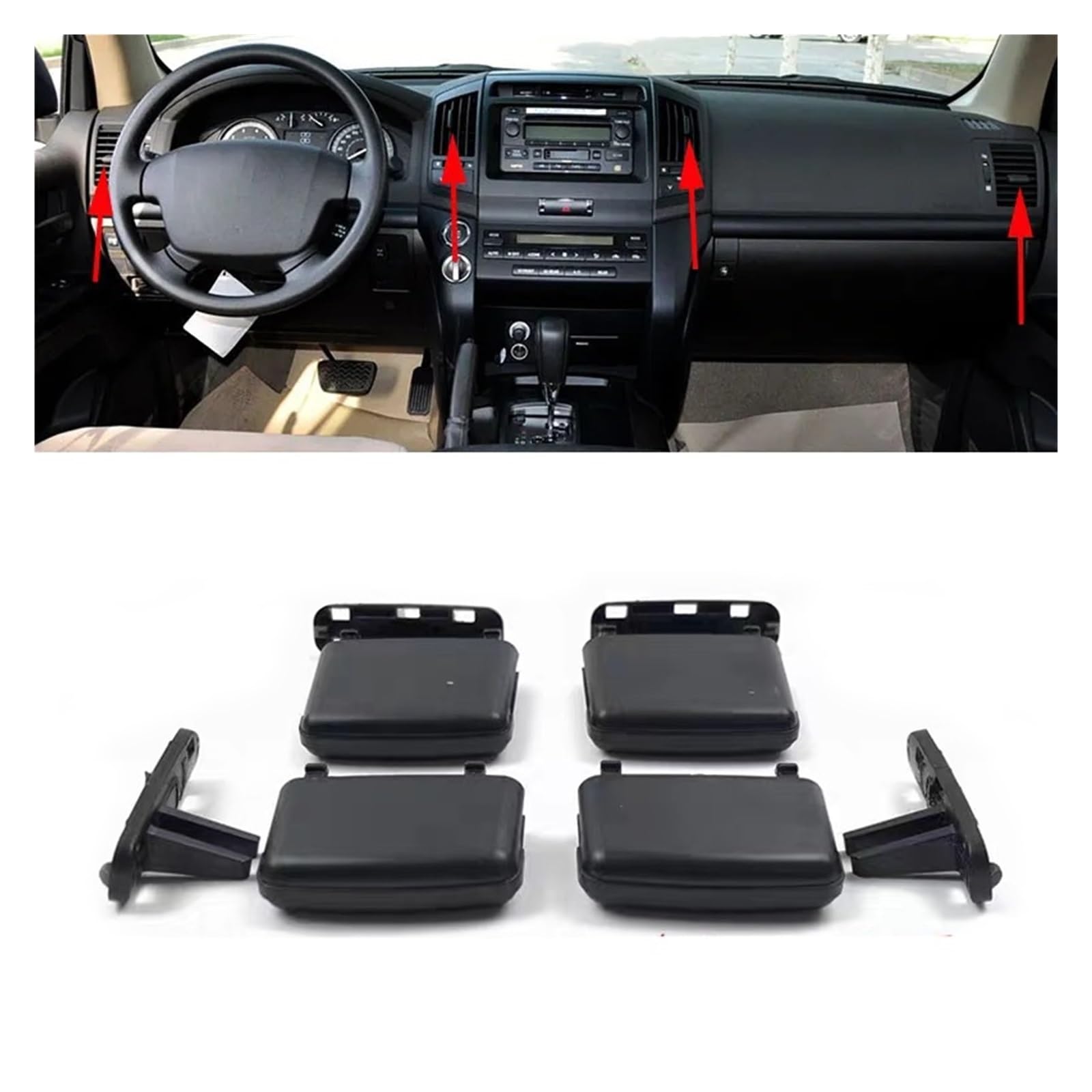 Toyota Land Cruiser LC200 FJ200 2008-2017 AC Vent Clips (4-Piece Set) - Front Dashboard Air Conditioner Outlet Repair Kit for Improved Airflow & Car Interior Comfort