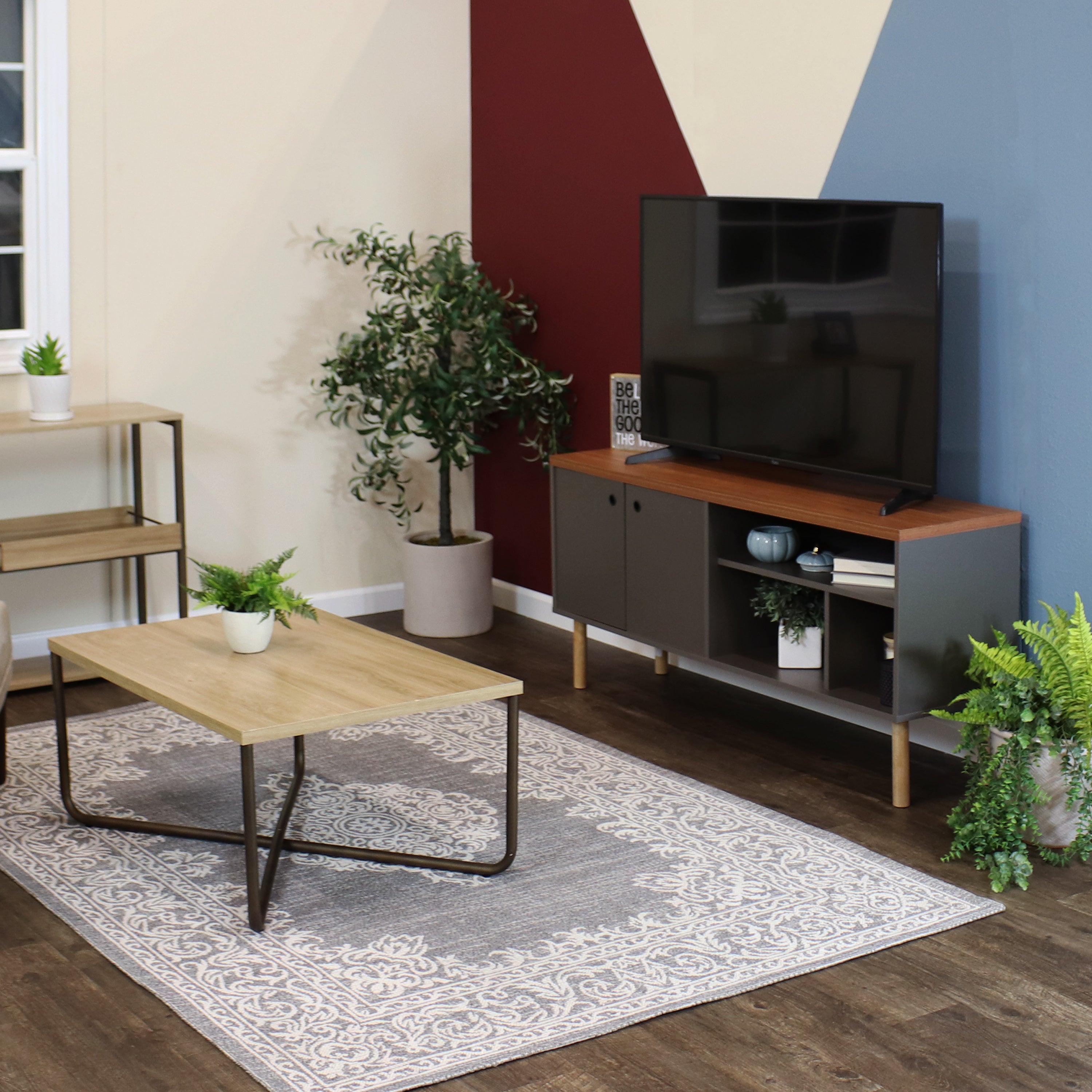 Mid Century Modern TV Stand for 55 Inch TV - Solid Wood Entertainment Center with Storage - Perfect for Living Room, Bedroom & Home Theater Setup