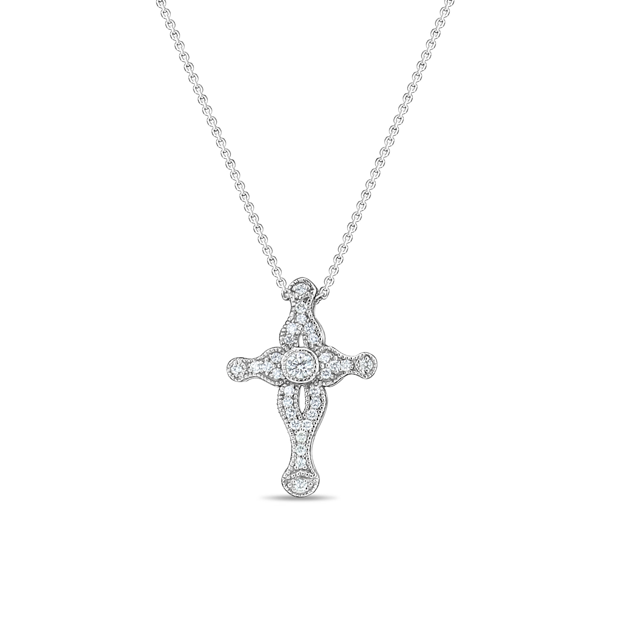 Vintage Diamond Cross Necklace for Women - 14K Gold Plated Religious Jewelry Gift for Christmas, Baptism & Special Occasions