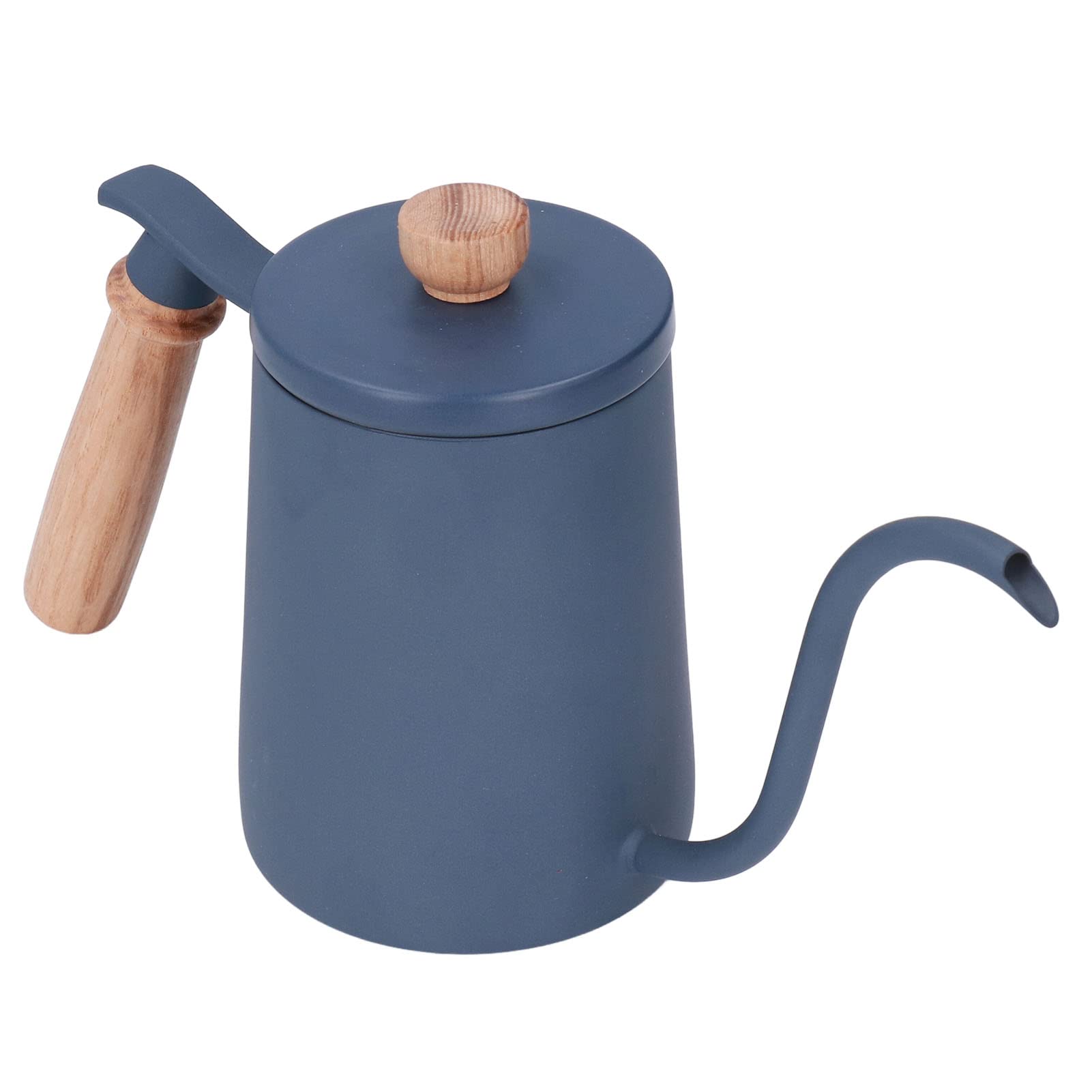 Premium 600ml Stainless Steel Gooseneck Pour Over Coffee Kettle with Wooden Handle & Vent Hole - Perfect for Pour Over Coffee, Tea Brewing, and Precise Water Control (Blue)