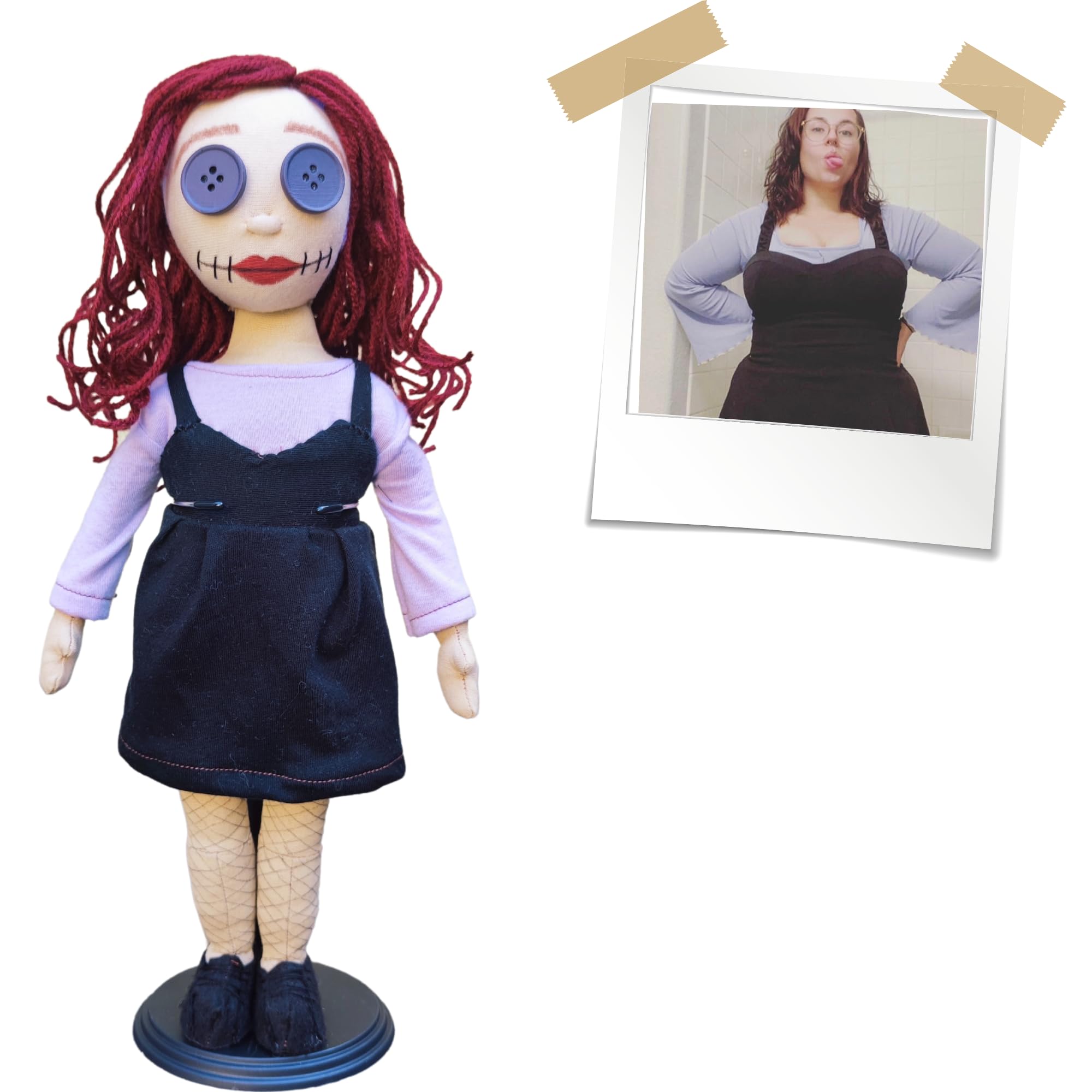 Handmade Custom Cloth Doll with Button Eyes - Personalized Photo to Doll Gift (12 Inch) - Perfect for Birthdays, Anniversaries & Home Decor
