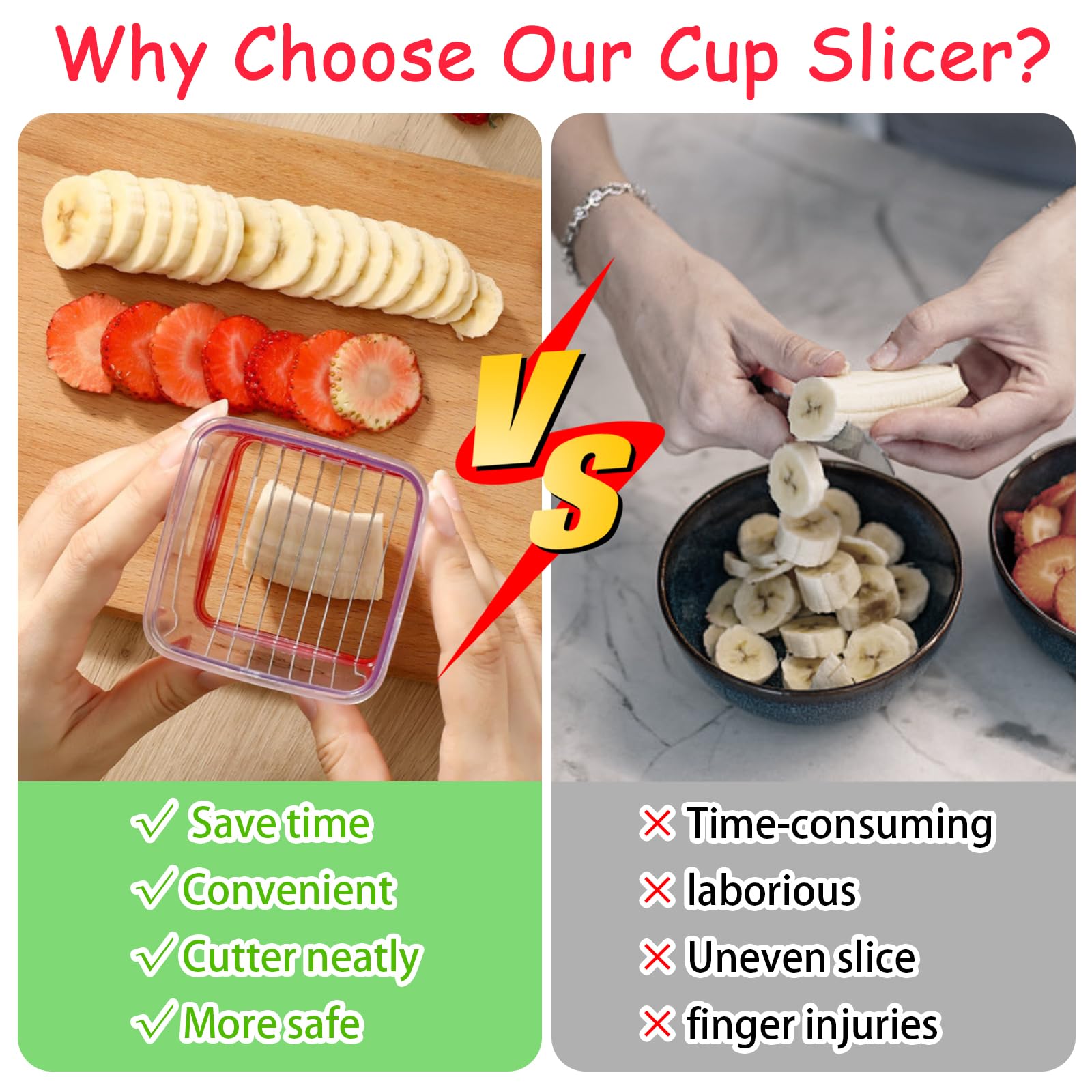 Stainless Steel Fruit and Vegetable Slicer - Perfect for Strawberries, Bananas, Eggs | Quick Salad Prep Tool | Portable Kitchen Gadget for Smoothies, Fruit Platters & Meal Prep