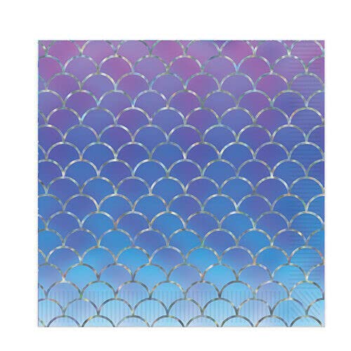 16-Piece Decoupage Paper Party Napkins Set - Mermaid Scales Watercolor Design for Birthday, Wedding, Holiday & Cocktail Party Decorations | Perfect for Table Settings, Gift Wrapping & DIY Crafts