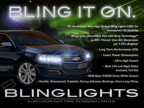Chevy Impala White LED DRL Headlight Strips - Daytime Running Lamps Pair Kit - Upgrade Your Car's Style & Safety for Night Driving & Daily Commutes