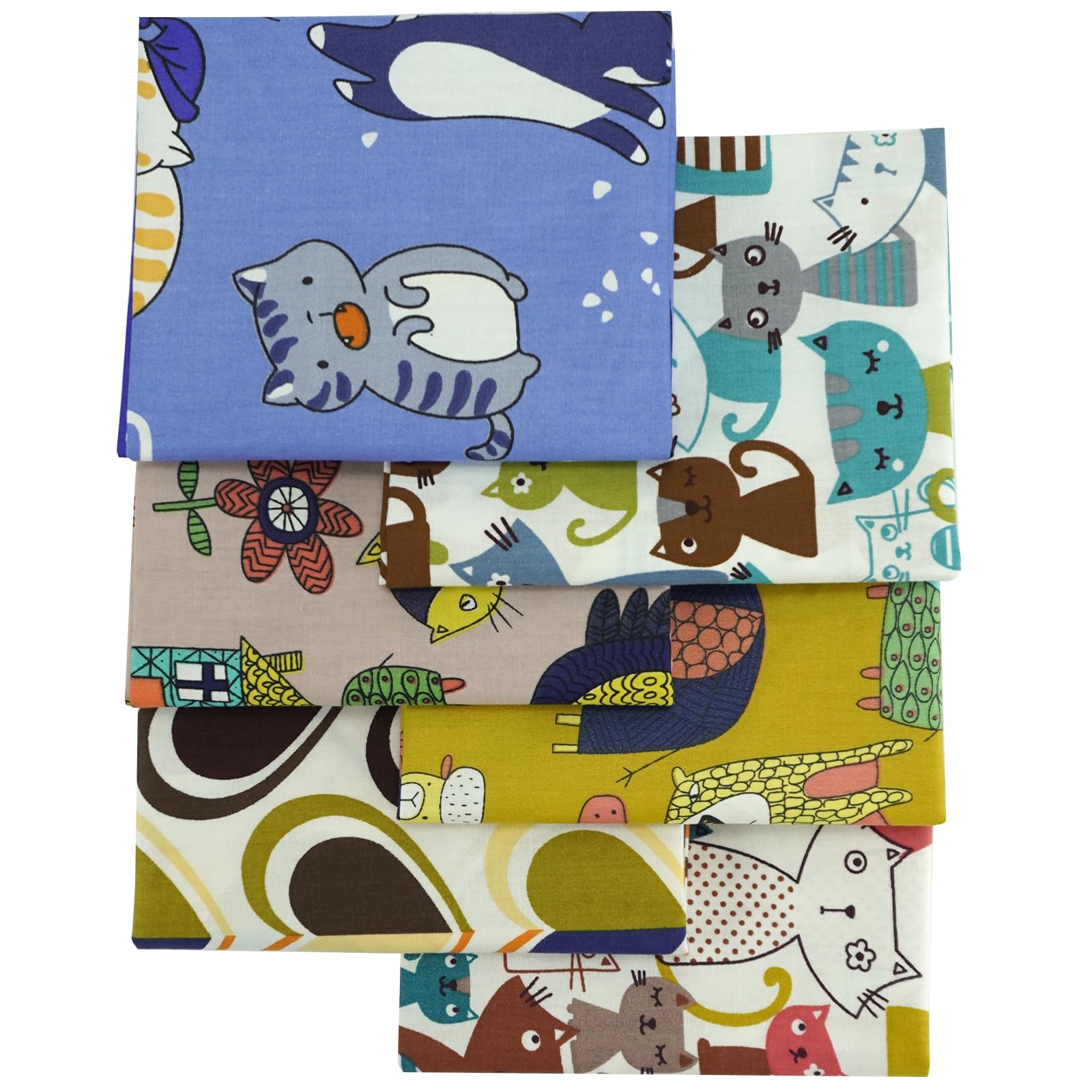 6pcs 18x22 Inch (46x56cm) Premium Cotton Fabric Fat Quarters - Precut Quilt Squares for DIY Sewing, Patchwork & Quilting Projects (Cute Cat & Dog Patterns) - Perfect for Blankets, Pillows, Tote Bags & Home Decor